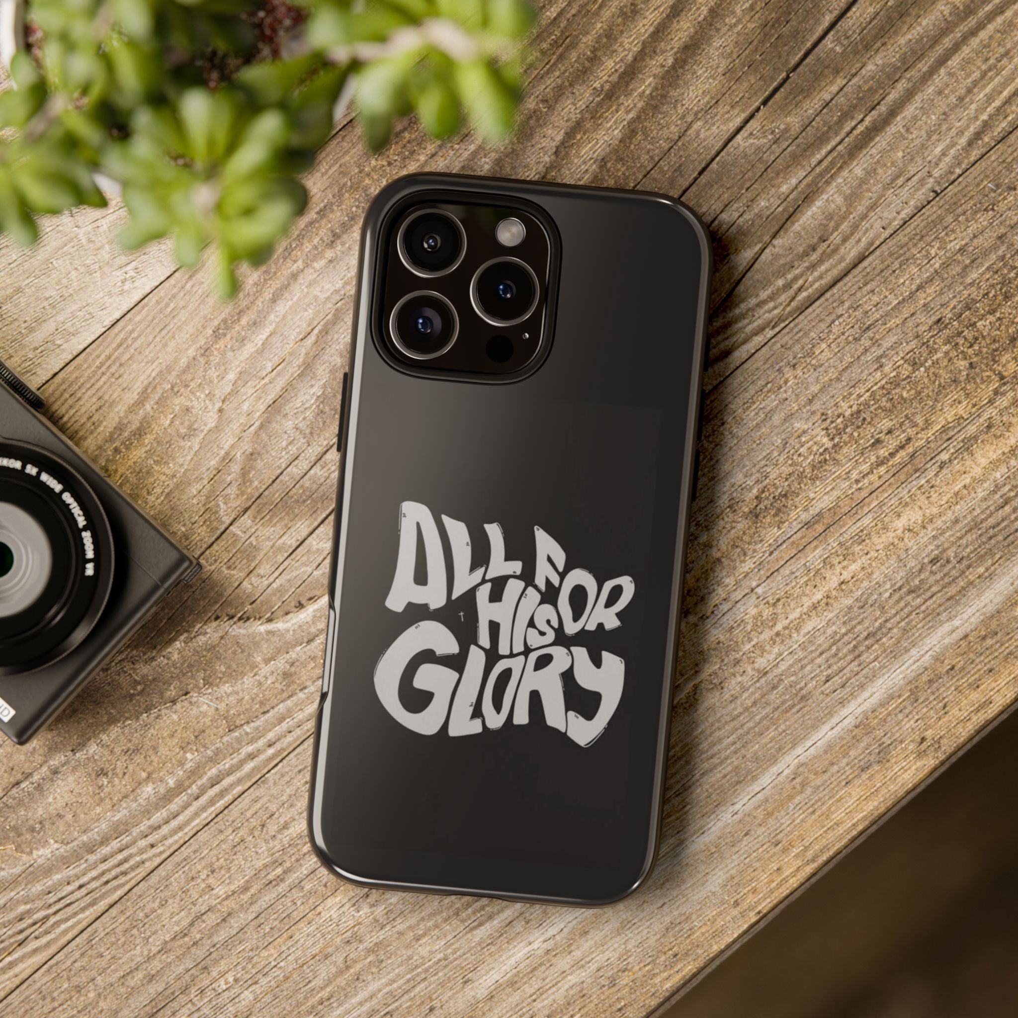 All For His Glory Phone Case — Christian Faith Script Protective Cover