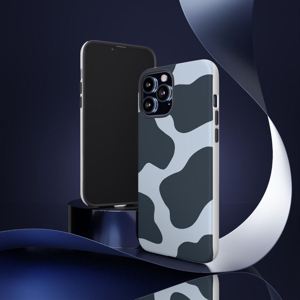 Cow Print Tough iPhone Case — Blue Black Abstract Pattern