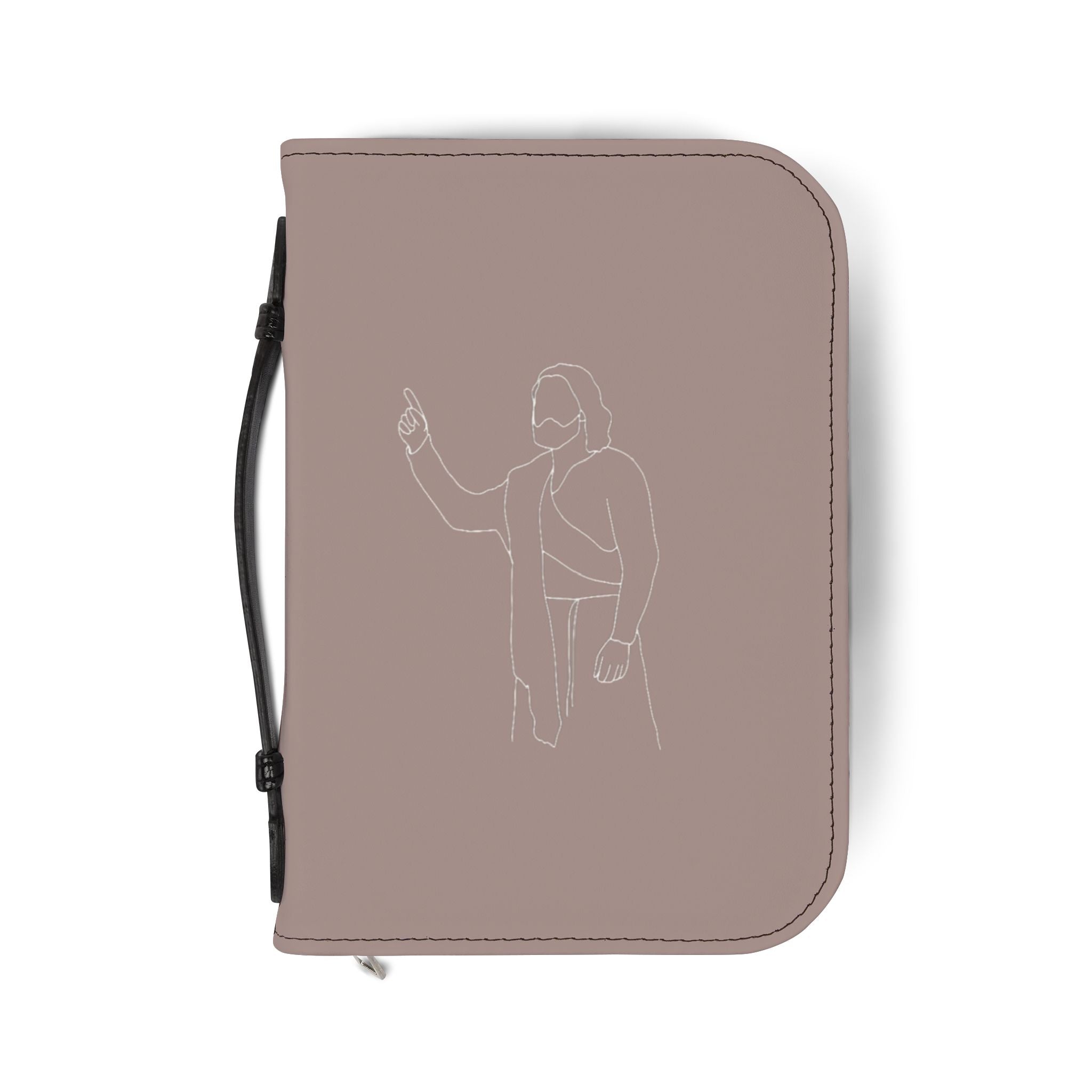 Minimalist Jesus Outline Bible Cover — Zippered Leatherette Bible Case for Women & Men