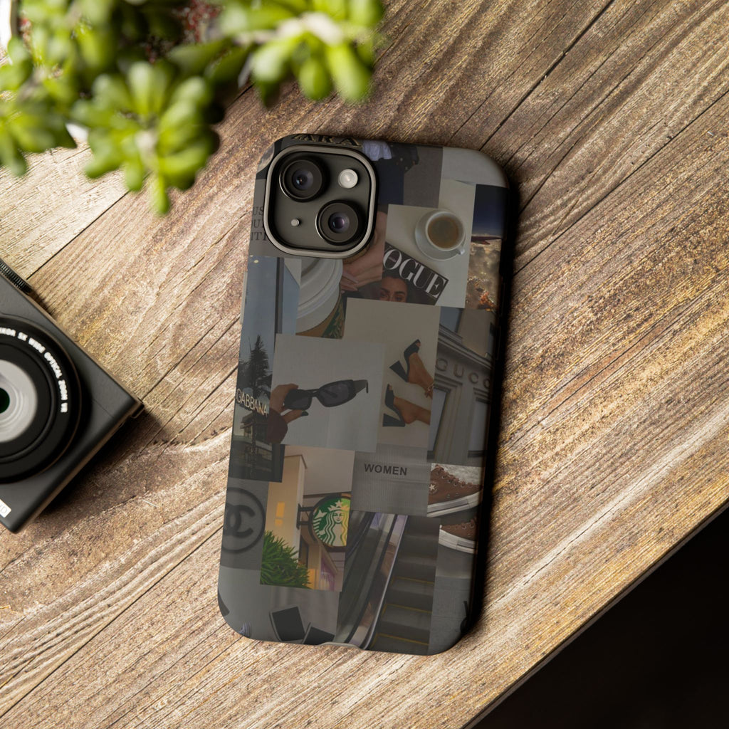 Collage Aesthetic Tough iPhone Case — Chic Cafe & Fashion Mood Board