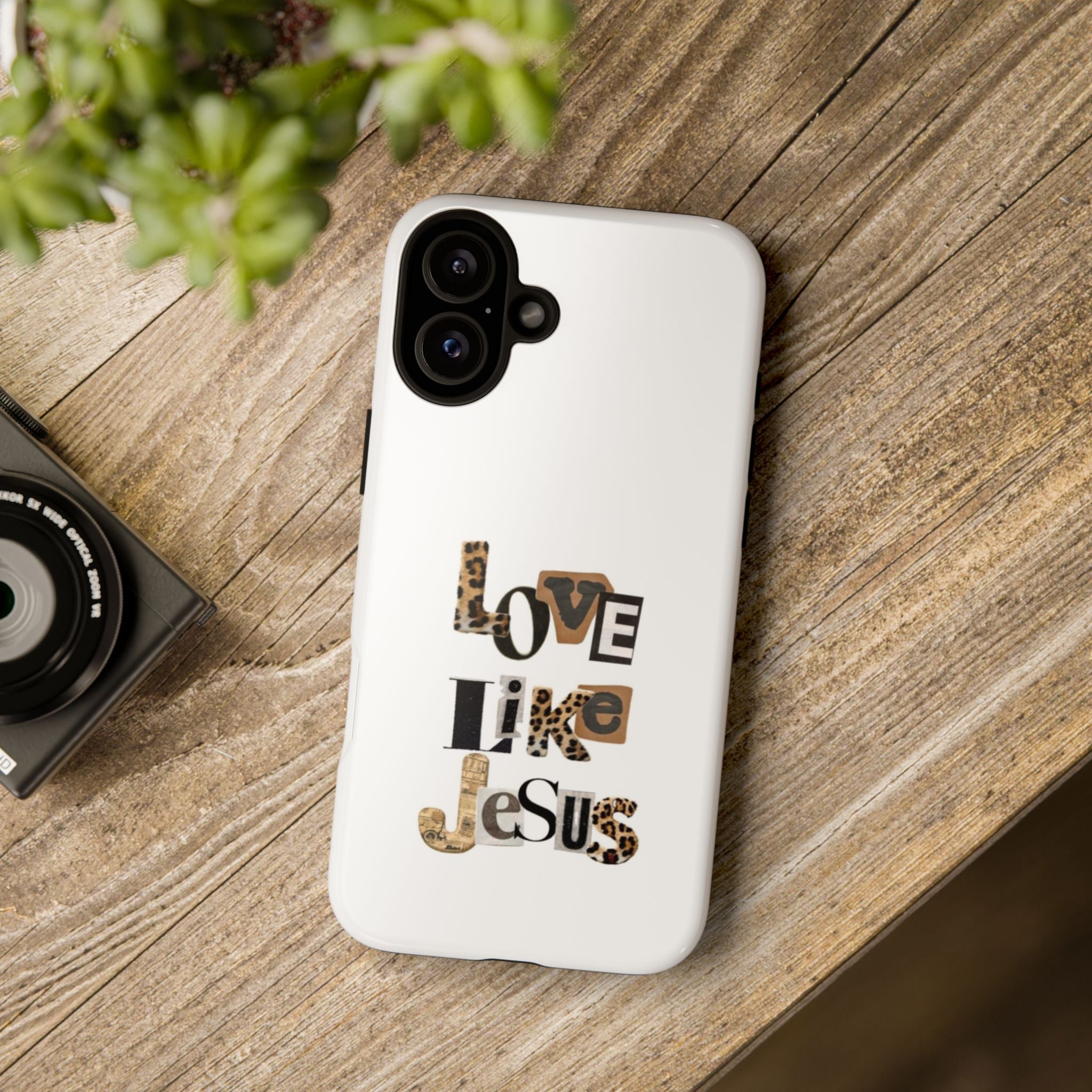 "Love Like Jesus" Leopard Print Christian Tough Phone Case