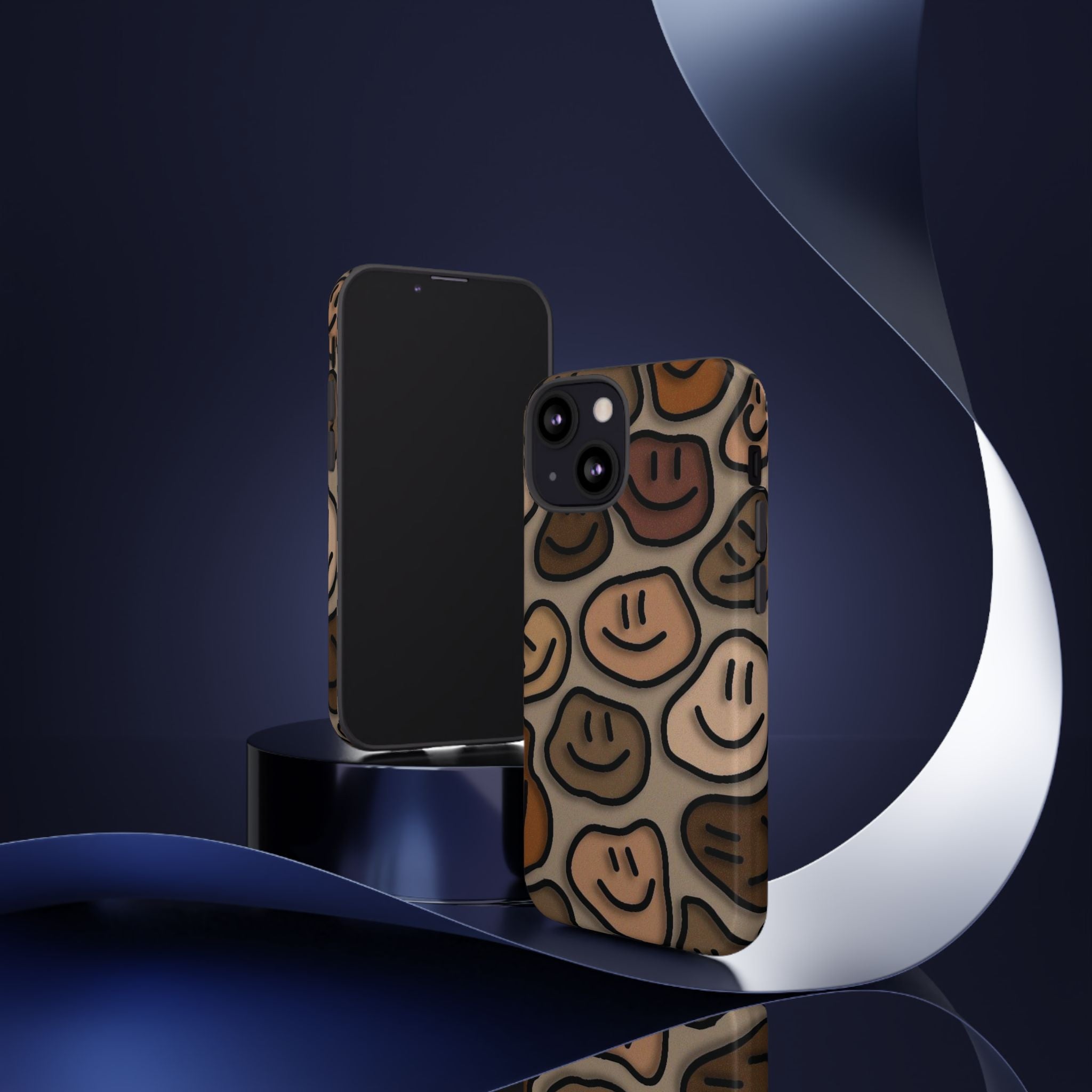 Smiley Faces iPhone Case — Neutral Brown Diverse Smiles Protective Cover