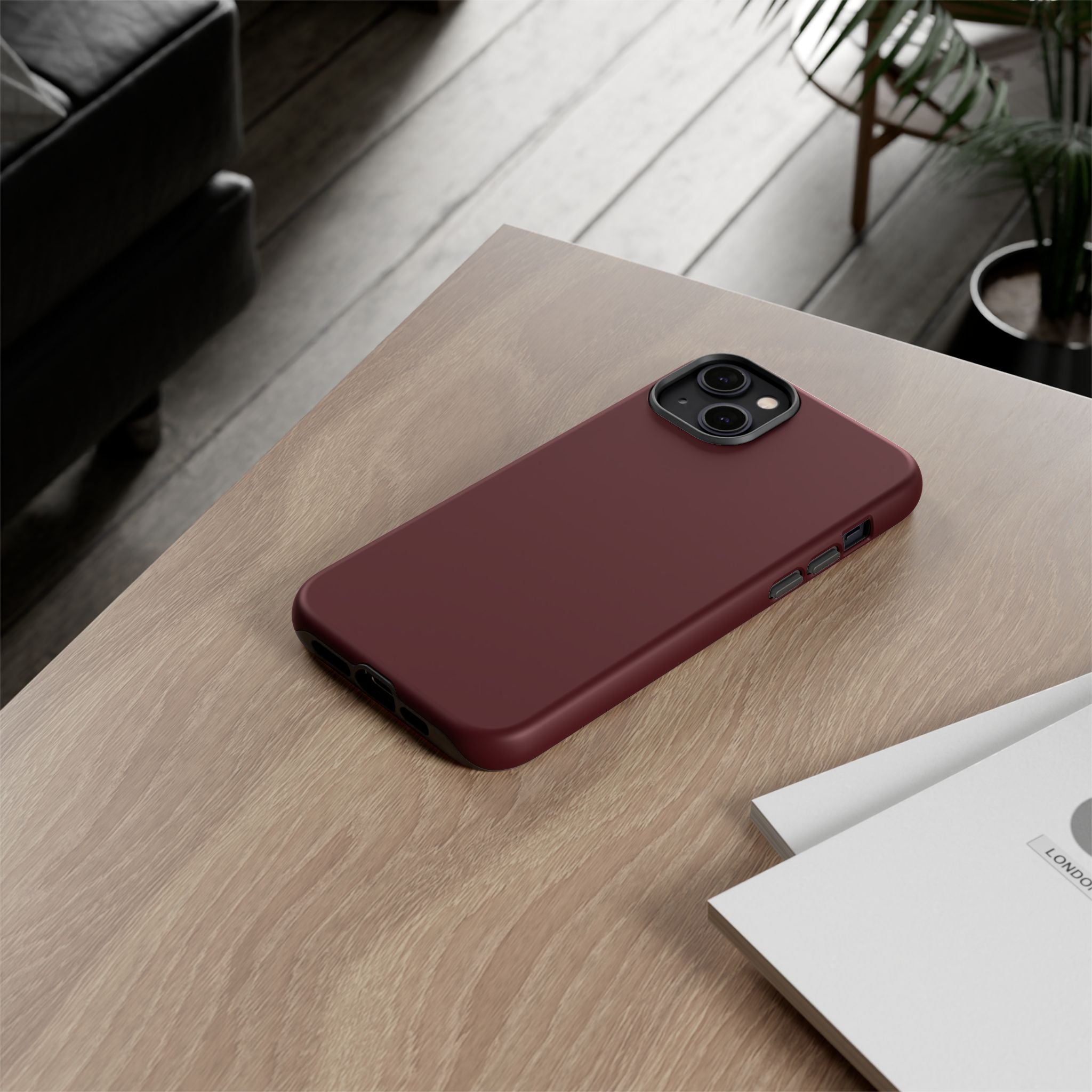 Maroon Tough iPhone Case — Slim Impact-Resistant Protective Cover