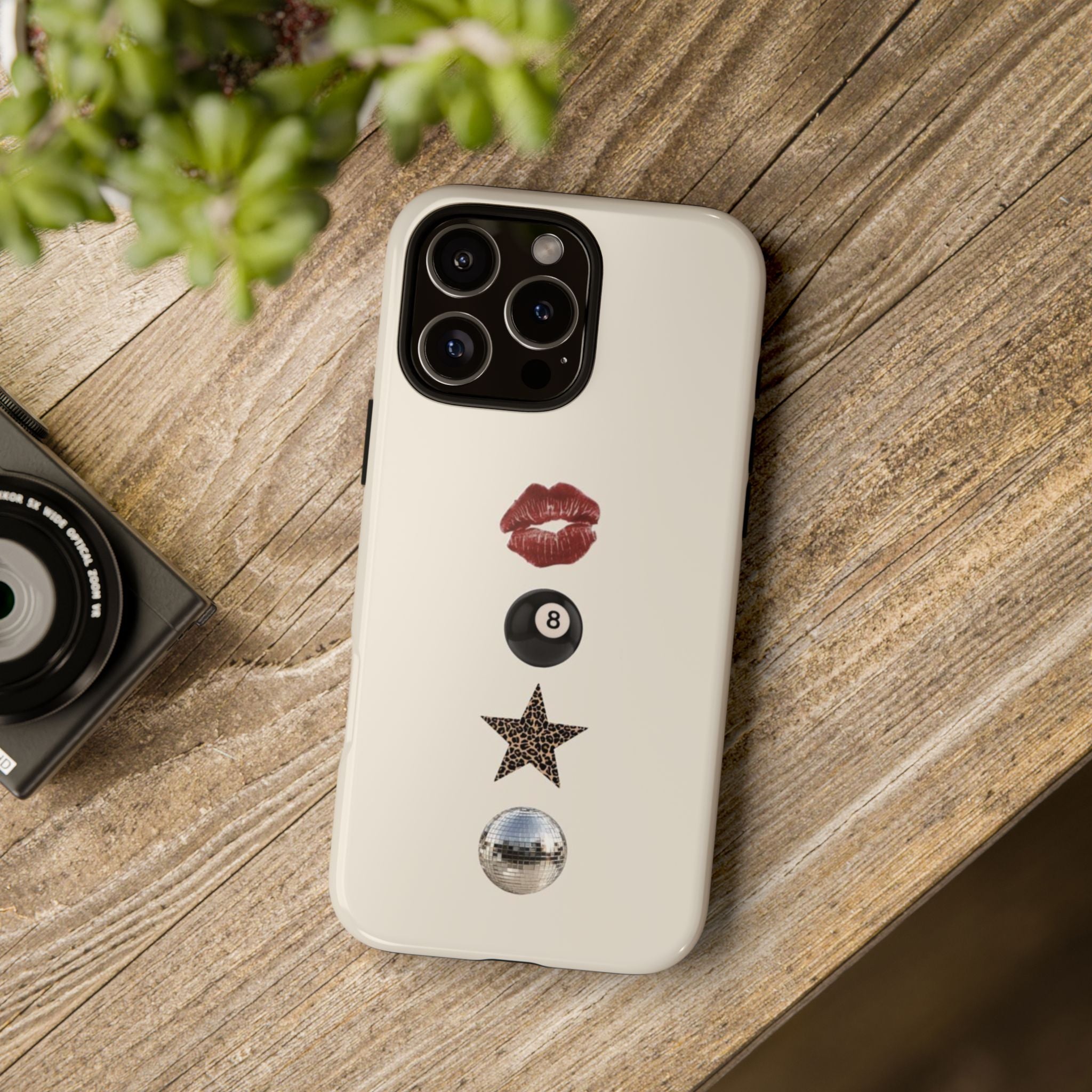 Kiss 8-Ball Star iPhone Case – Trendy Minimalist Protective Cover