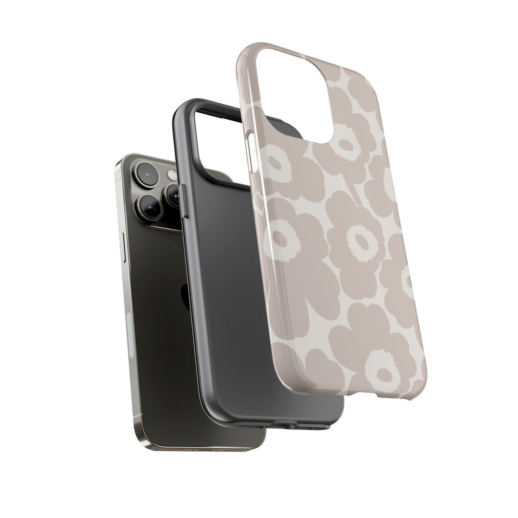 Floral Tough iPhone Case — Neutral Beige Poppy Protective Cover