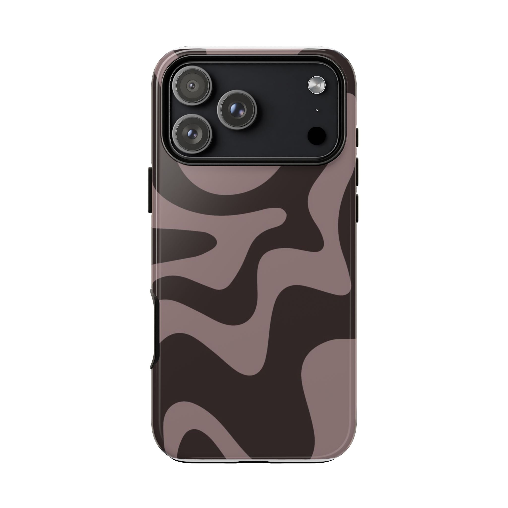 Camouflage Swirl iPhone Case — Matte Brown Abstract Camo Protective Cover