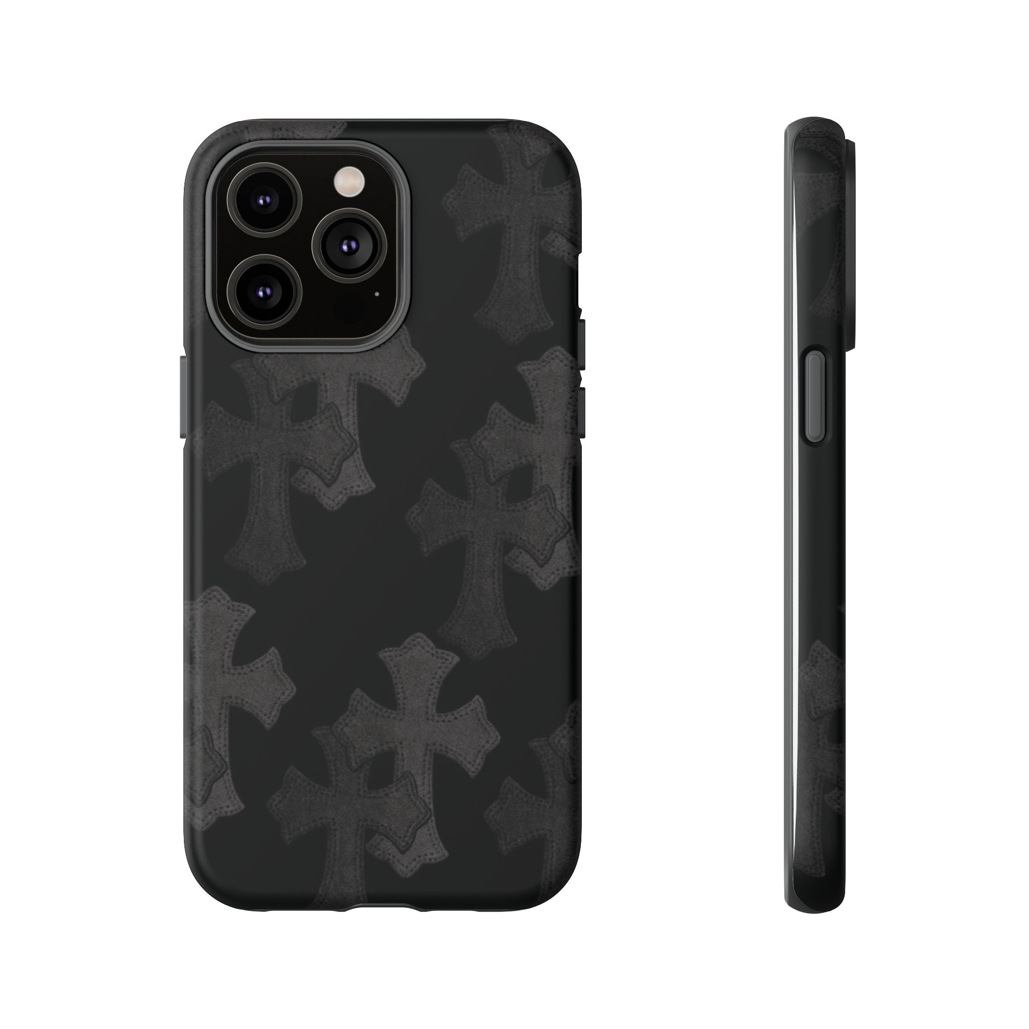 Black Cross Pattern Tough iPhone Case — Gothic Protective iPhone Cover