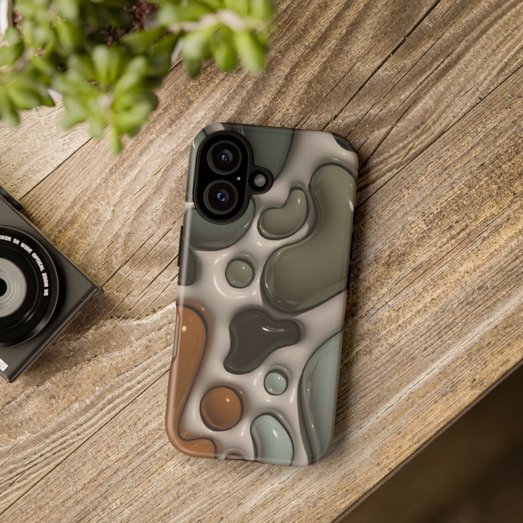 Abstract Pebble Pattern iPhone Case — Modern Organic Camouflage Tough Case