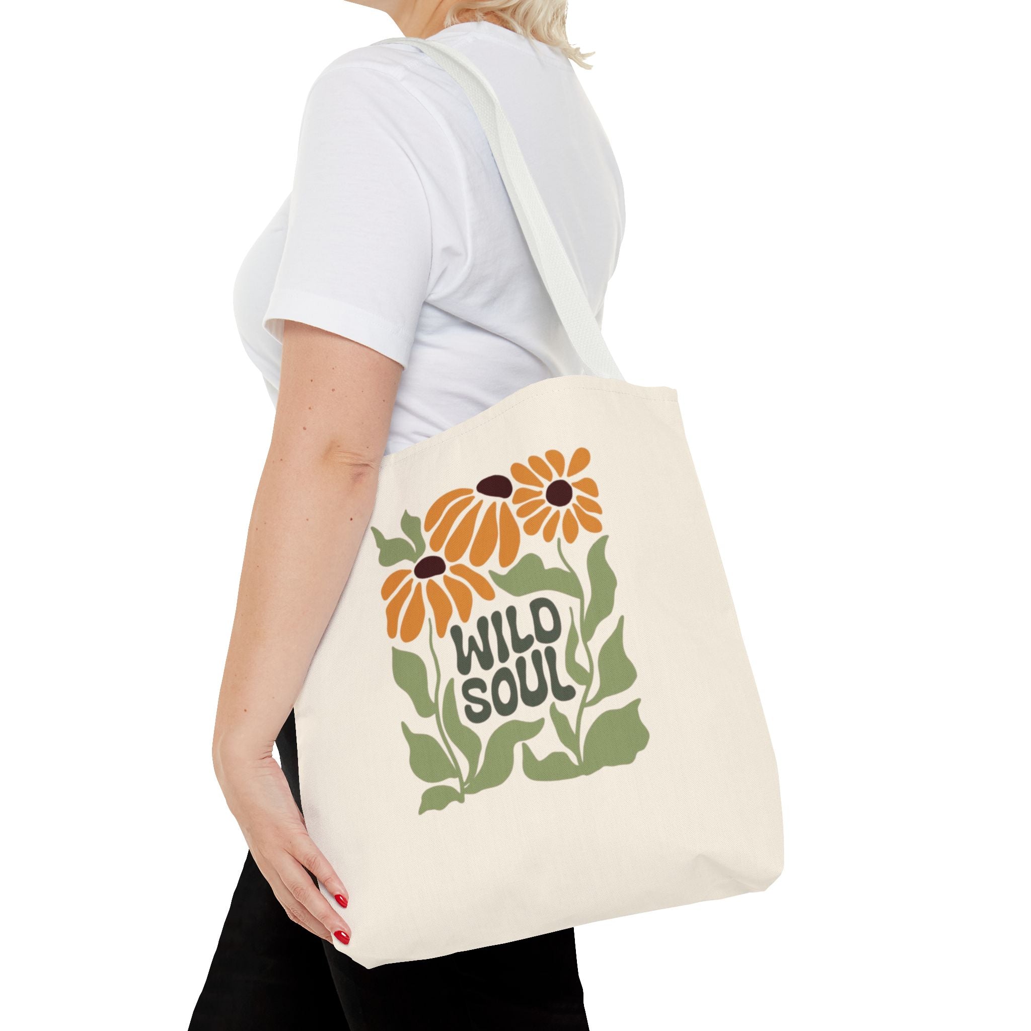 Wild Soul Floral Tote Bag — Boho Sunflower Canvas Carryall
