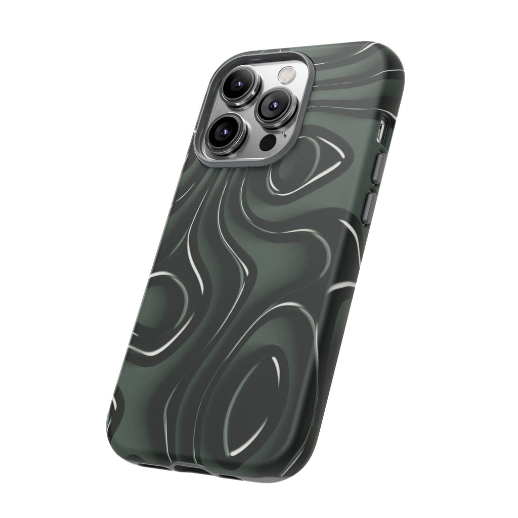 Dark Green Abstract Swirl Tough Phone Case