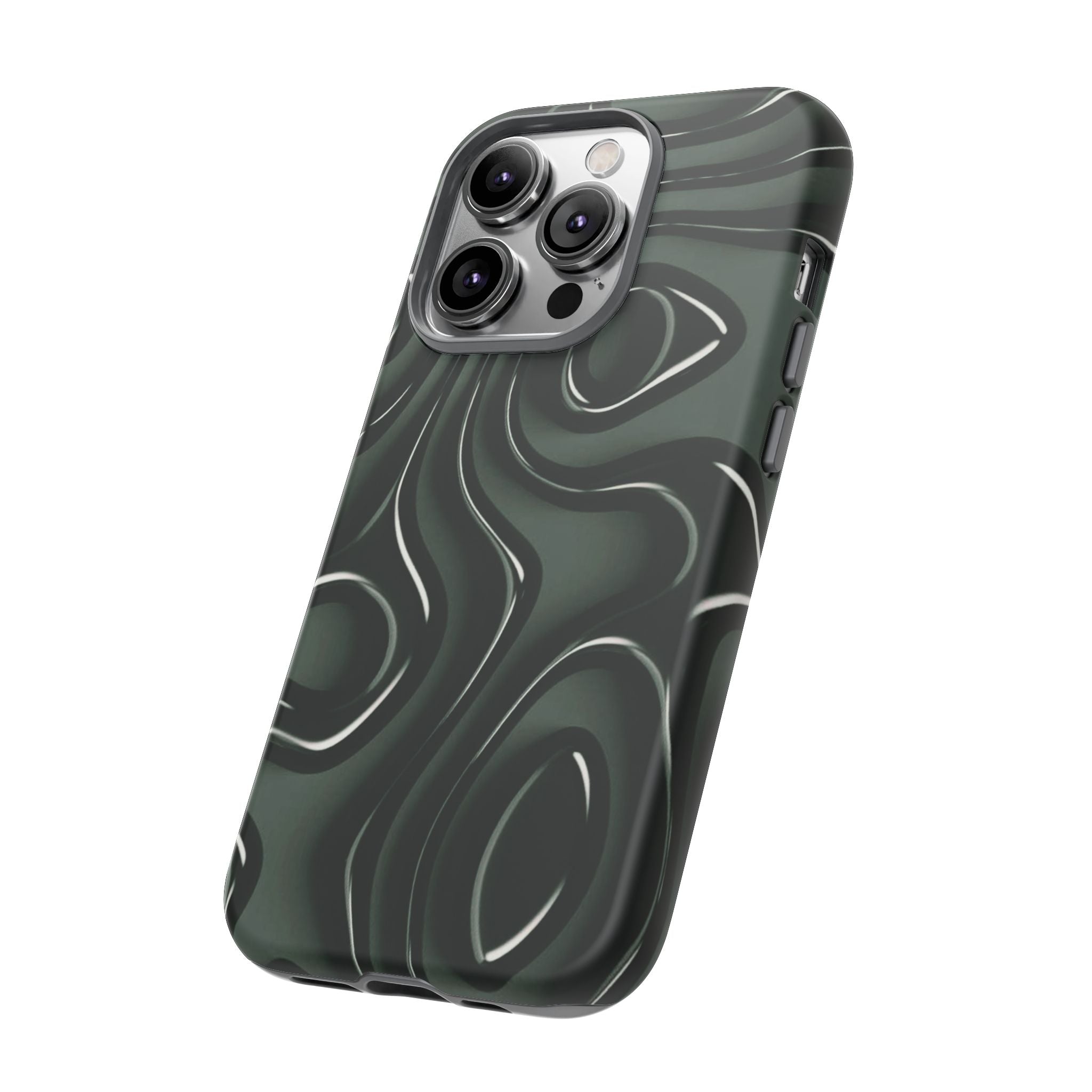 Dark Green Abstract Swirl Tough Phone Case