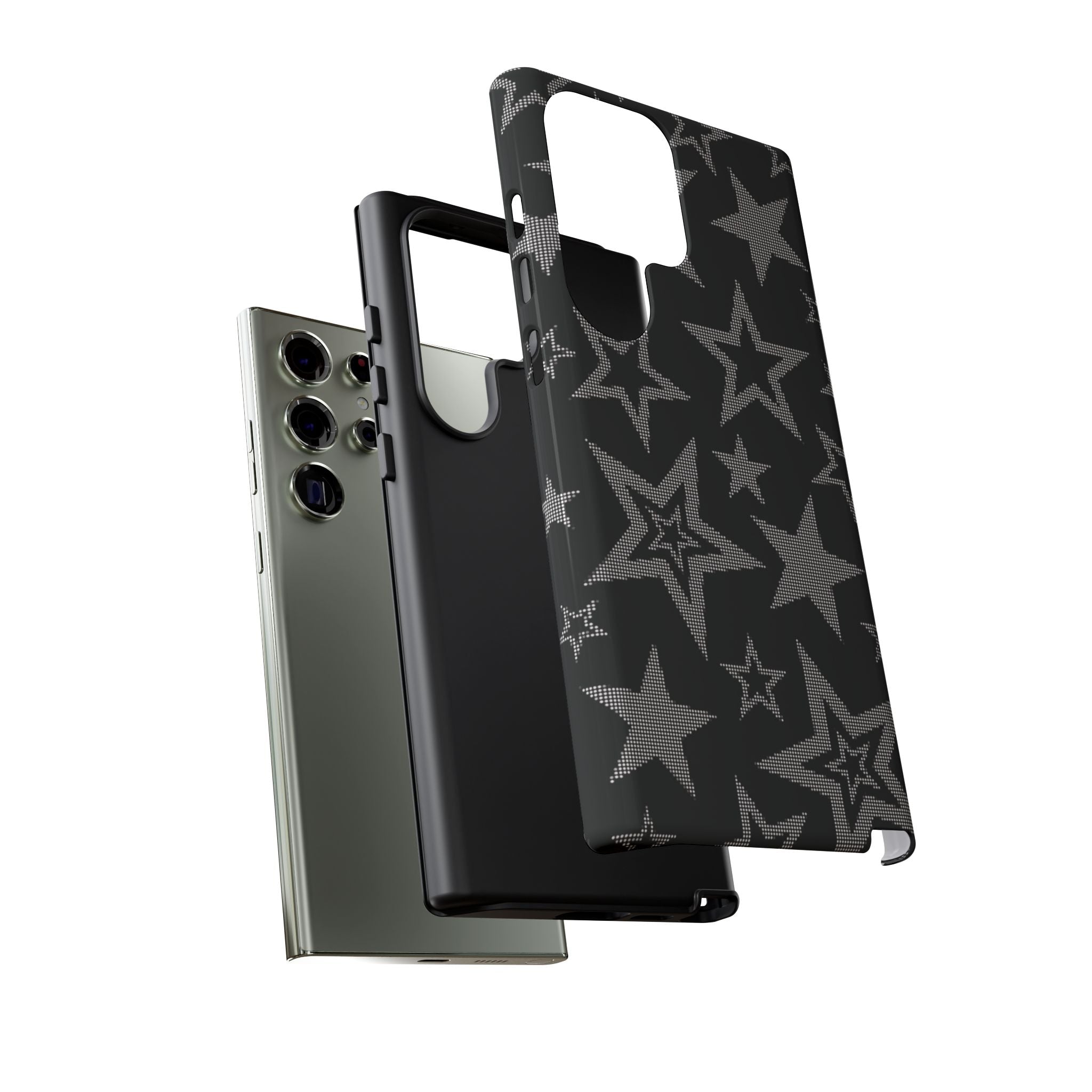Black Star Pattern Tough Phone Case — Durable Protective Phone Cover