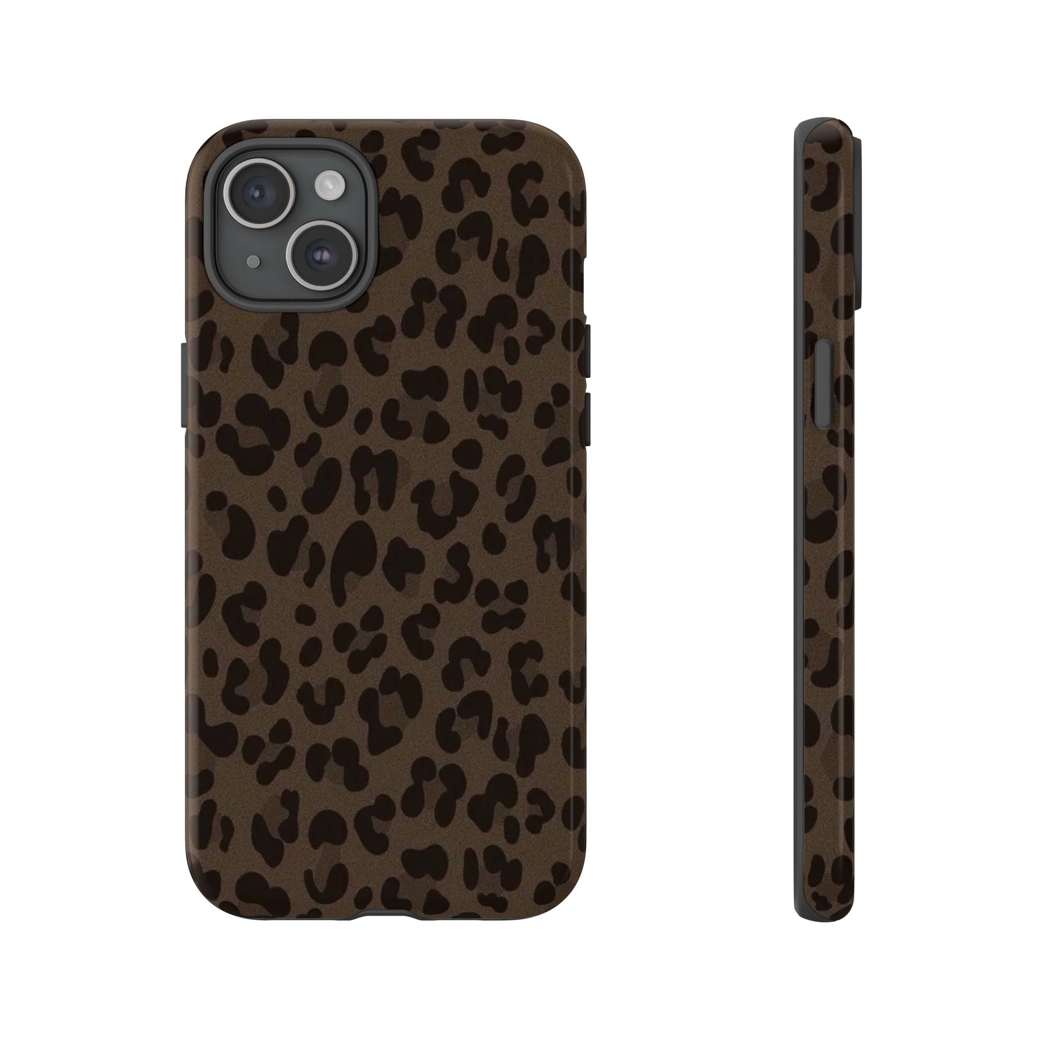 Leopard Print Tough iPhone Case — Durable Brown Animal Pattern Protective Cover
