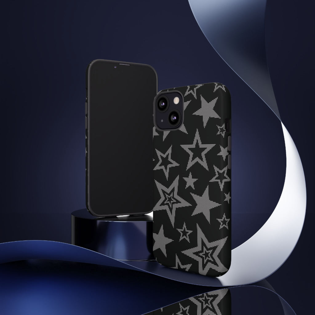Black Star Pattern Tough Phone Case — Durable Protective Phone Cover