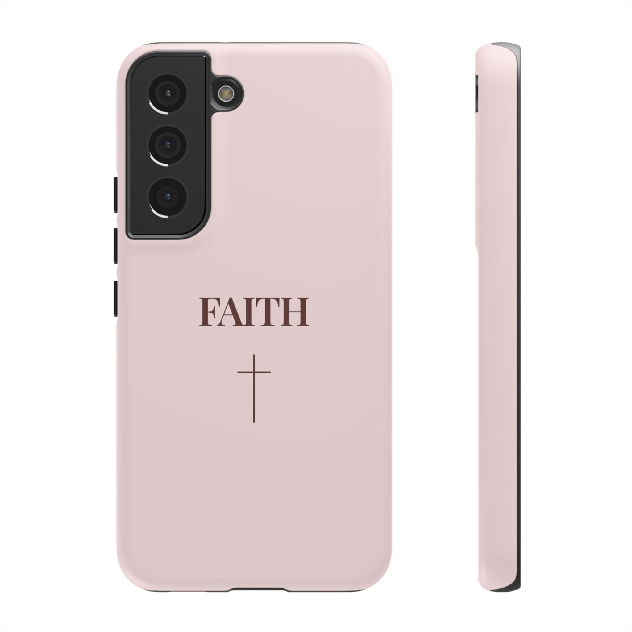 Faith Cross Tough Phone Case — Minimal Pink Christian iPhone Cover
