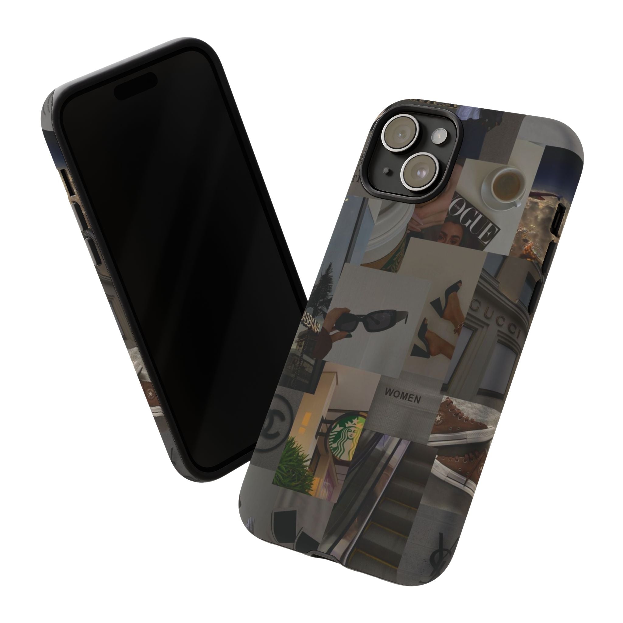 Collage Aesthetic Tough iPhone Case — Chic Cafe & Fashion Mood Board