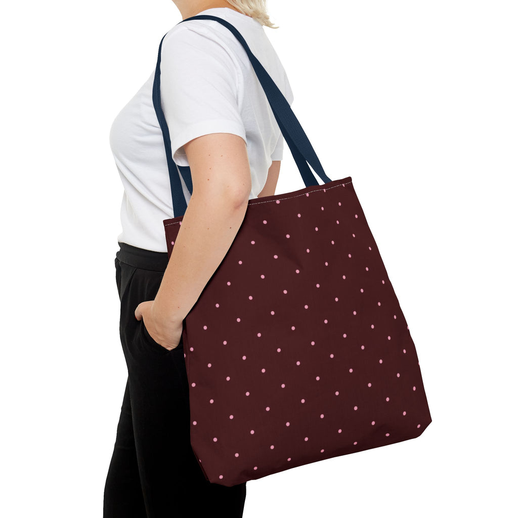 Burgundy Polka Dot Tote Bag