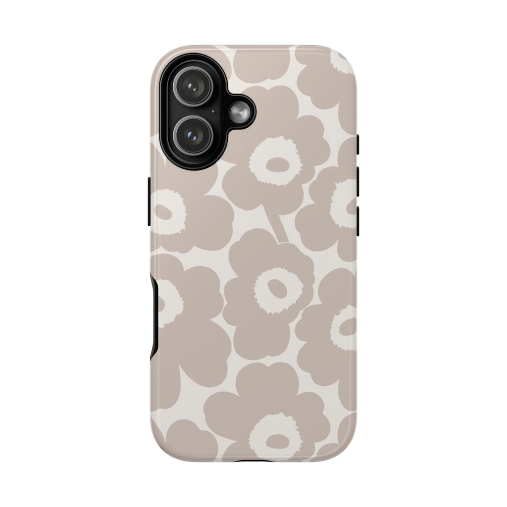 Floral Tough iPhone Case — Neutral Beige Poppy Protective Cover
