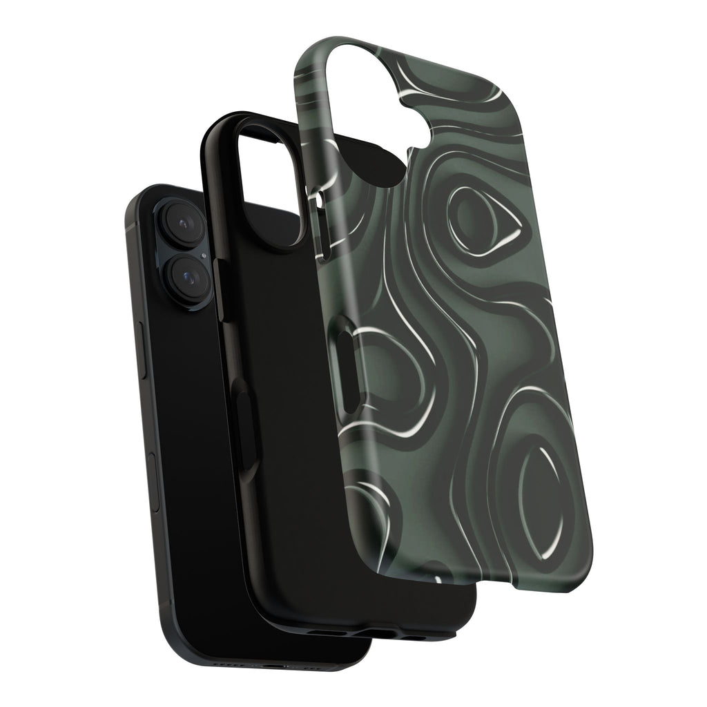 Dark Green Abstract Swirl Tough Phone Case