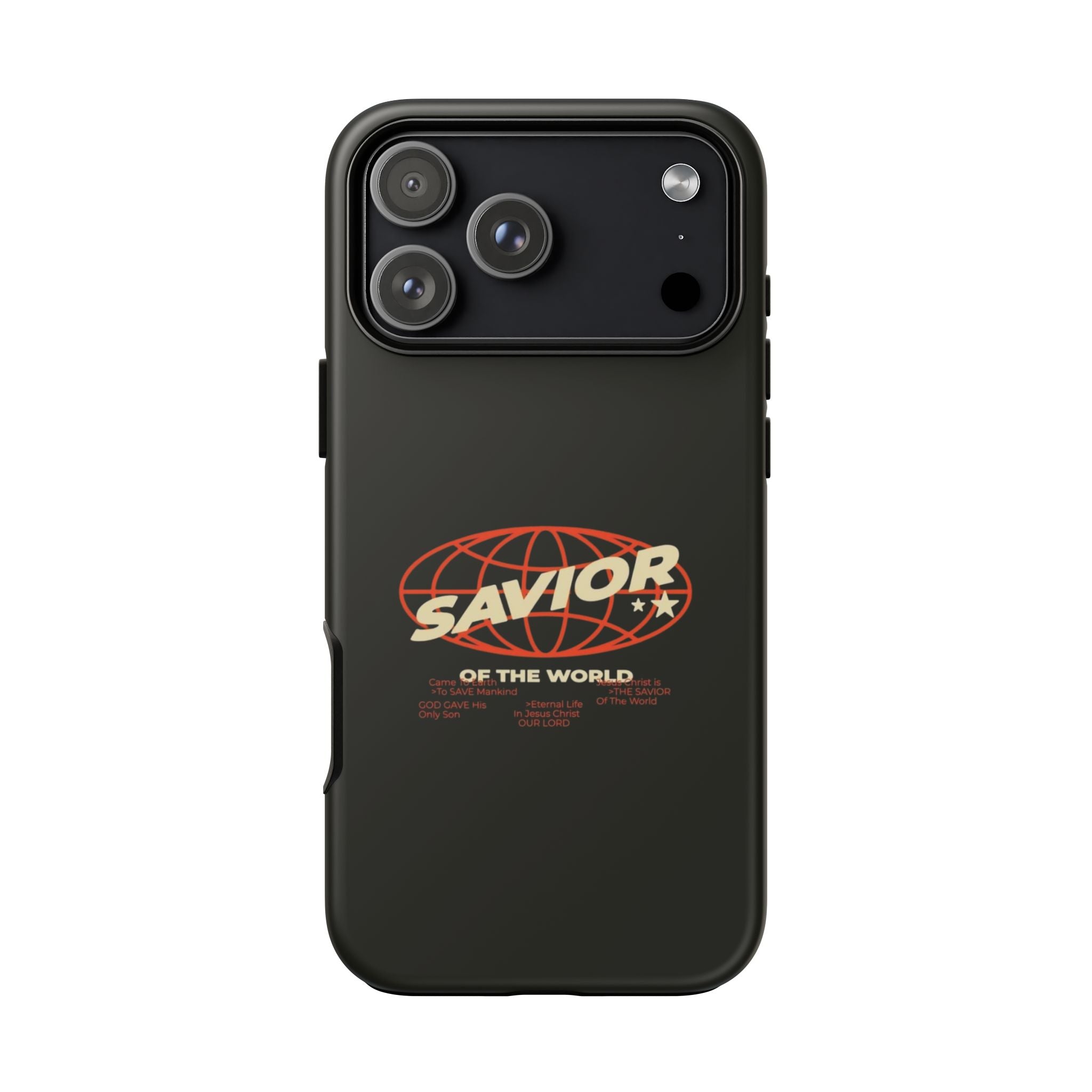 Savior of the World Black Protective Phone Case — Retro Globe Design