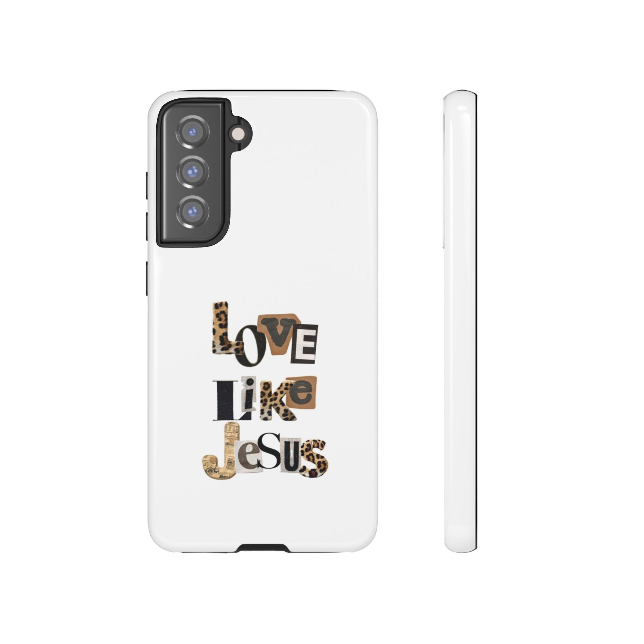 "Love Like Jesus" Leopard Print Christian Tough Phone Case