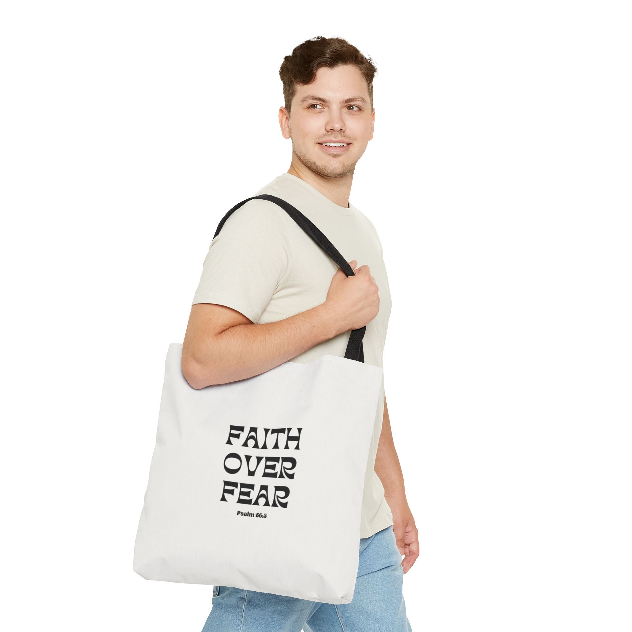 Faith Over Fear Tote Bag — Christian Inspirational Scripture Bag (Psalm 56:3)