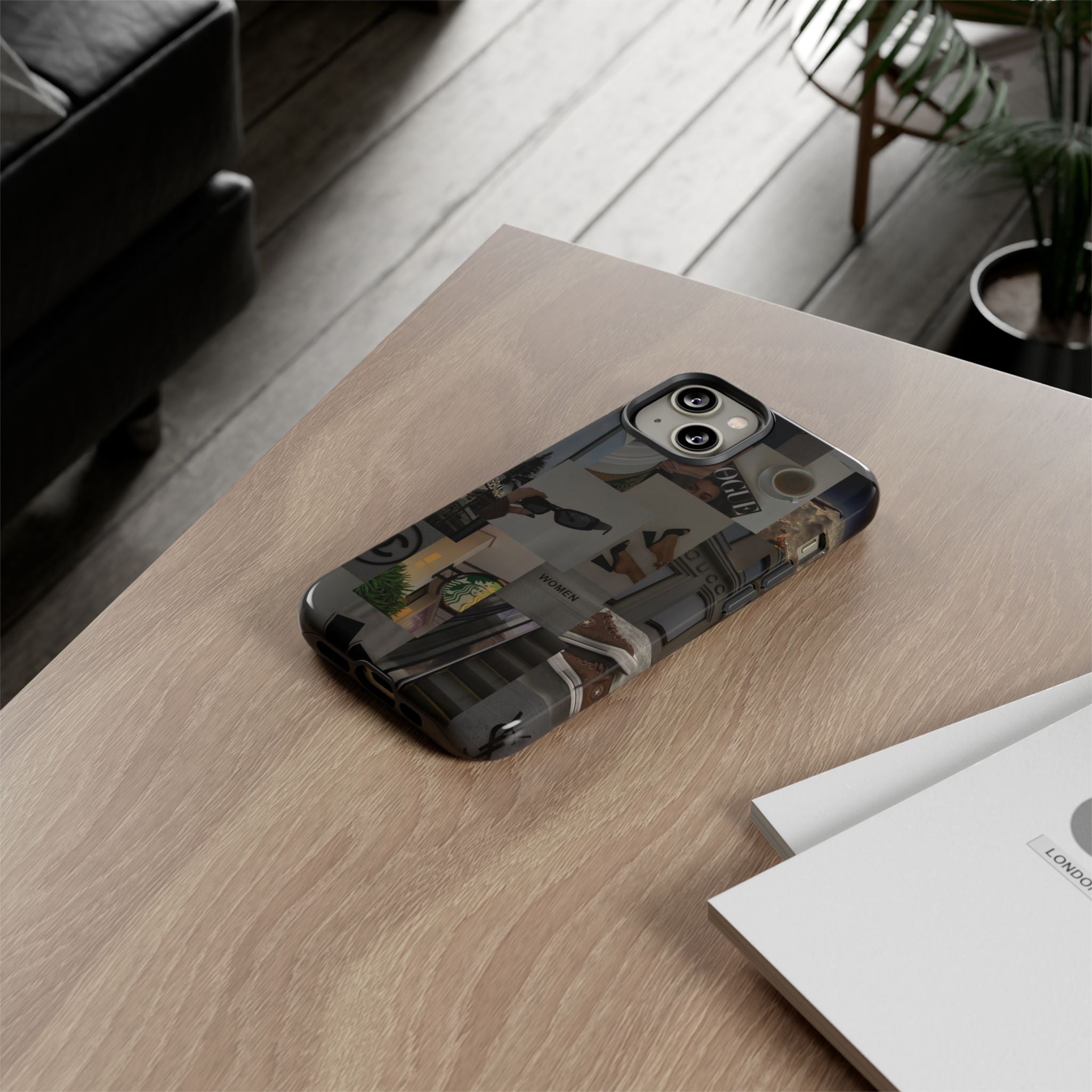 Collage Aesthetic Tough iPhone Case — Chic Cafe & Fashion Mood Board