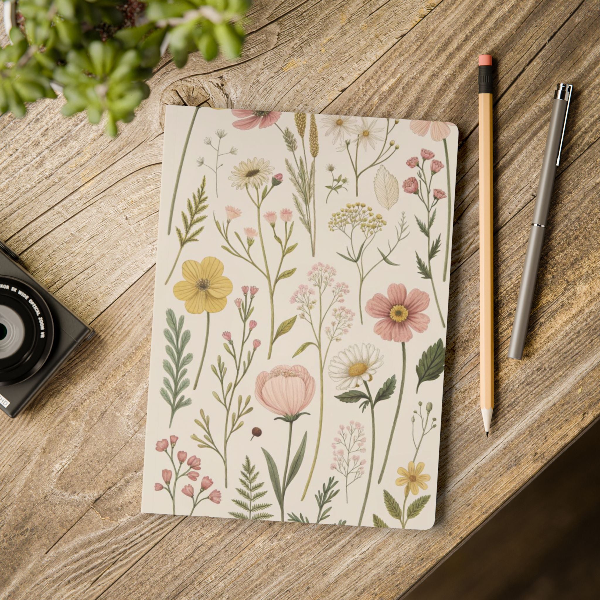 Floral Wildflower Softcover Journal — Botanical Lined Notebook for Notes & Gratitude