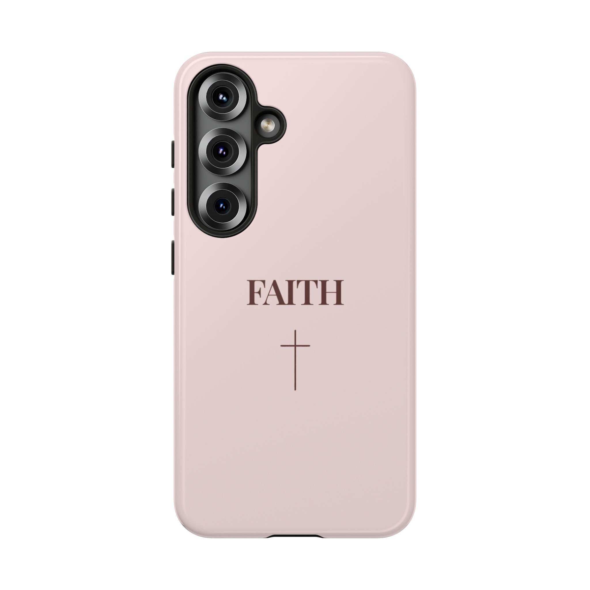 Faith Cross Tough Phone Case — Minimal Pink Christian iPhone Cover