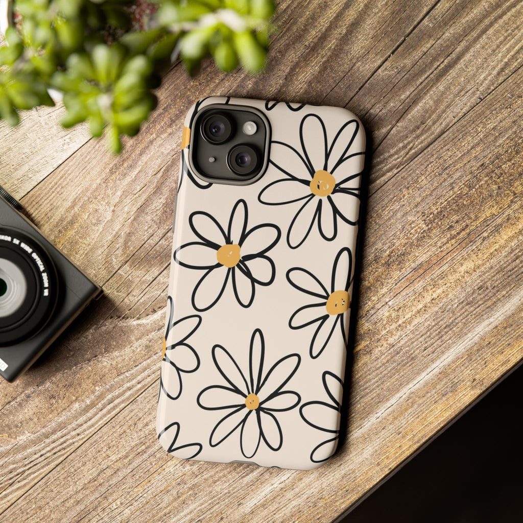 Daisy Sketch iPhone Case — Floral Protective Phone Cover