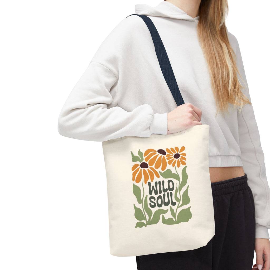 Wild Soul Floral Tote Bag — Boho Sunflower Canvas Carryall