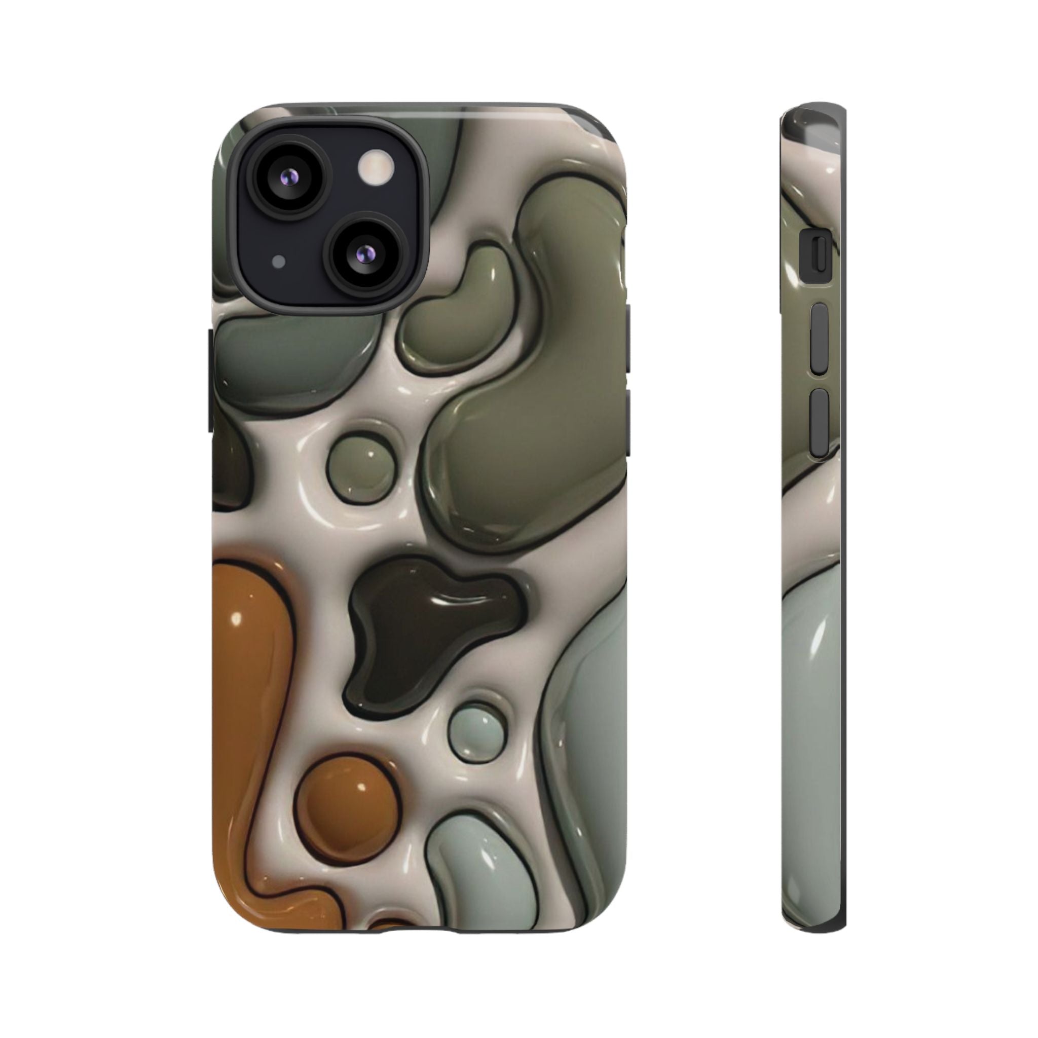 Abstract Pebble Pattern iPhone Case — Modern Organic Camouflage Tough Case