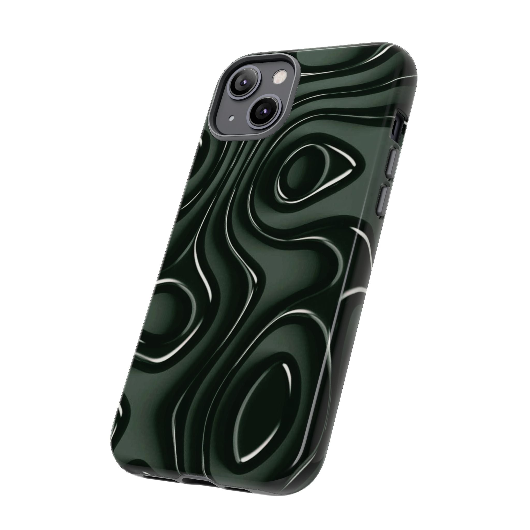 Dark Green Abstract Swirl Tough Phone Case