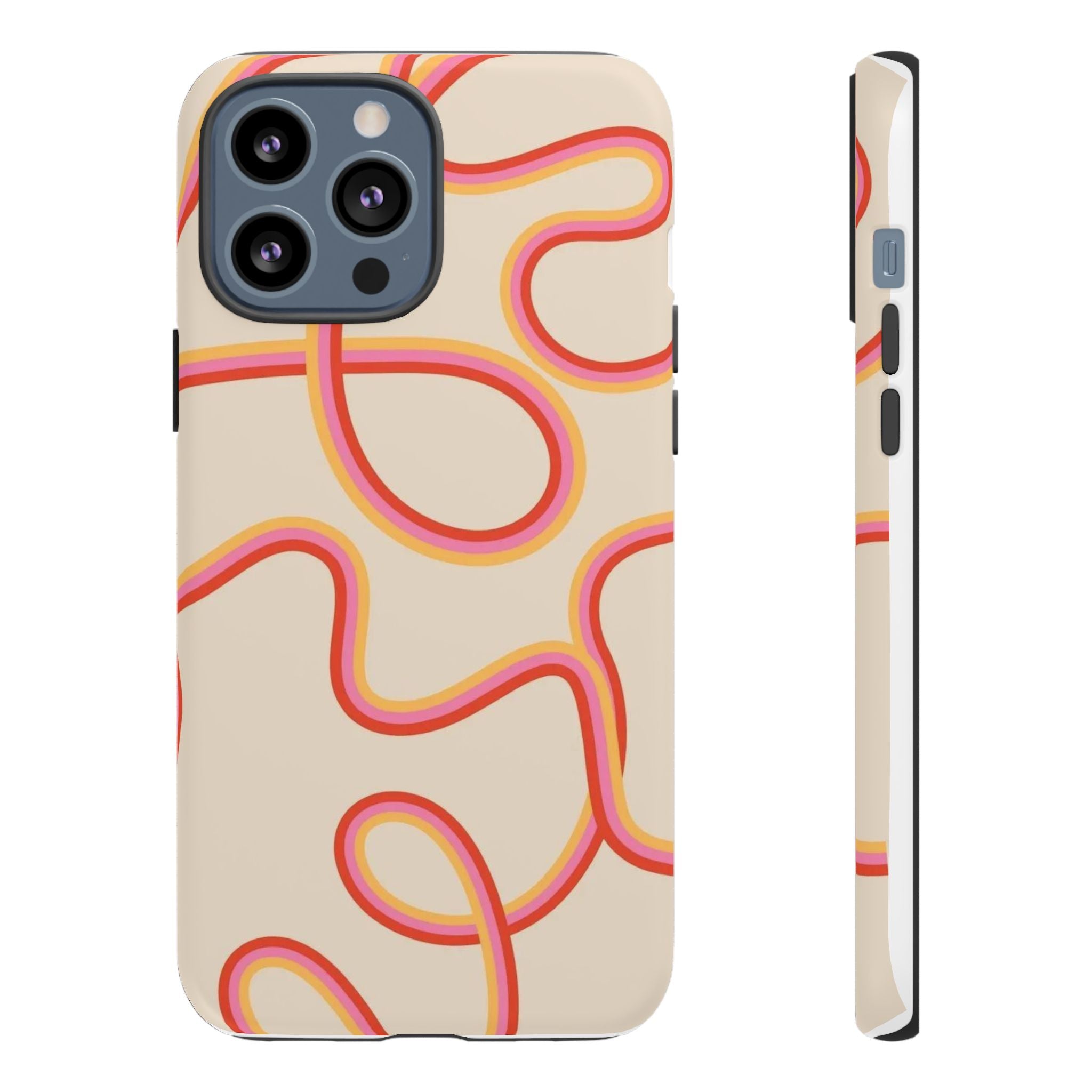 Retro Loop Pattern iPhone Case – Peach & Sunset Abstract Tough Case