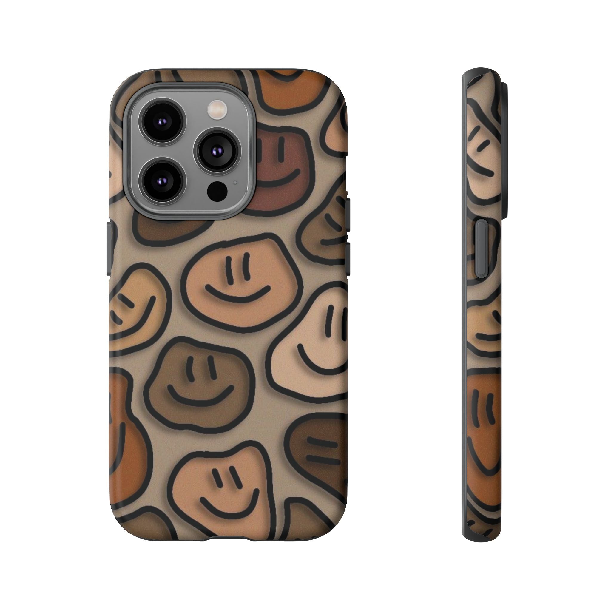 Smiley Faces iPhone Case — Neutral Brown Diverse Smiles Protective Cover