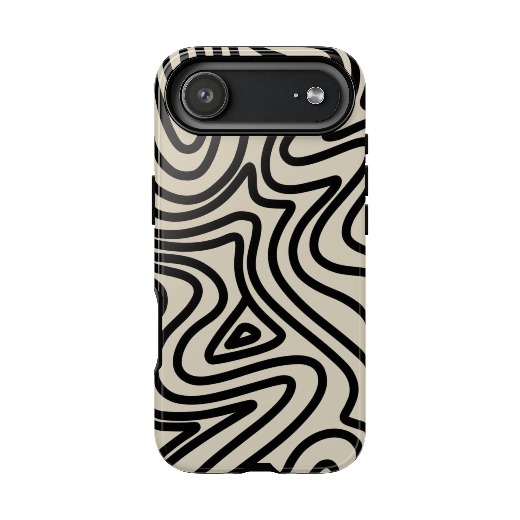 Abstract Black Swirl Tough Phone Case — Retro Psychedelic iPhone Cover