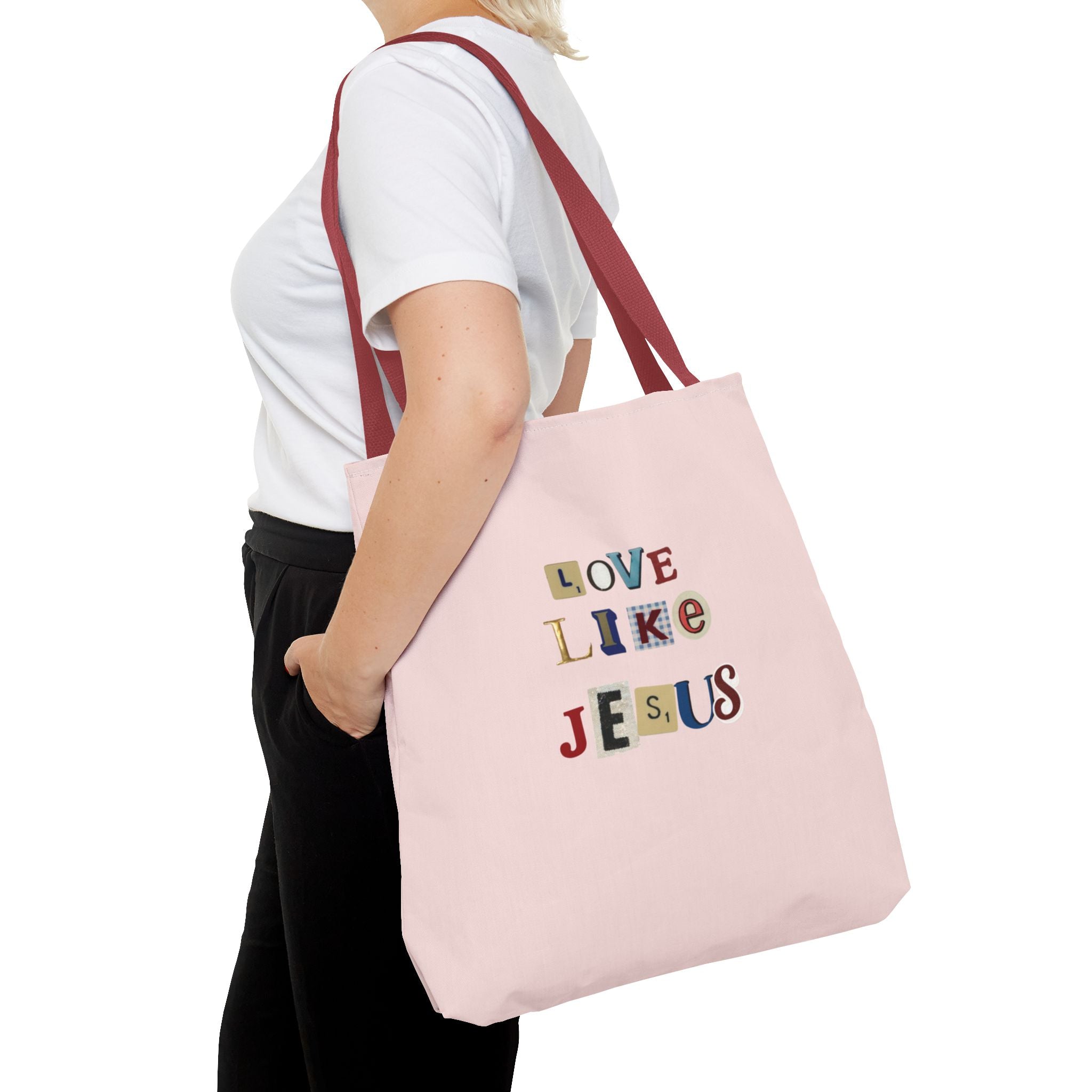 Love Like Jesus Tote Bag — Christian Inspirational Pink Everyday Tote