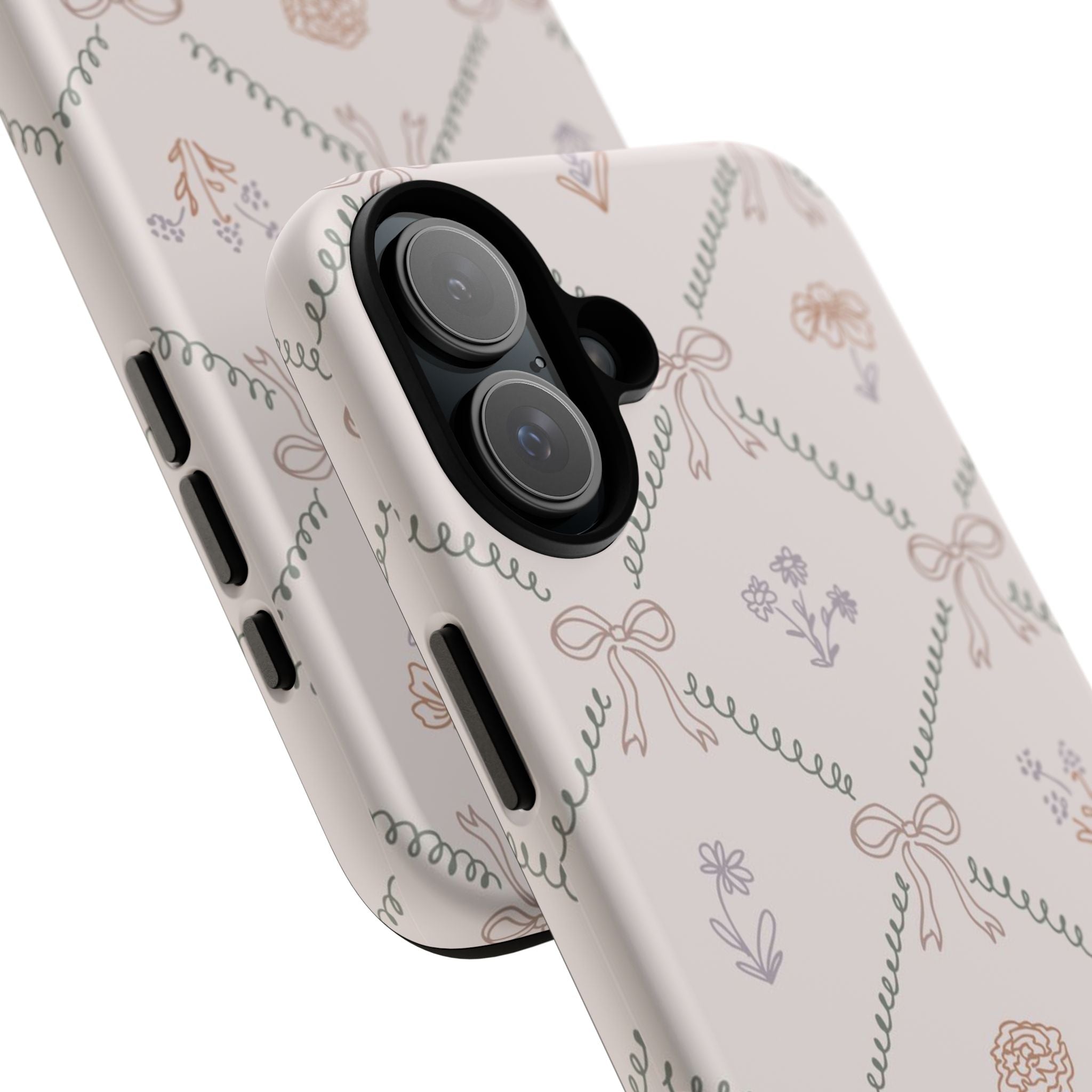 Floral Bow Pattern Tough iPhone Case