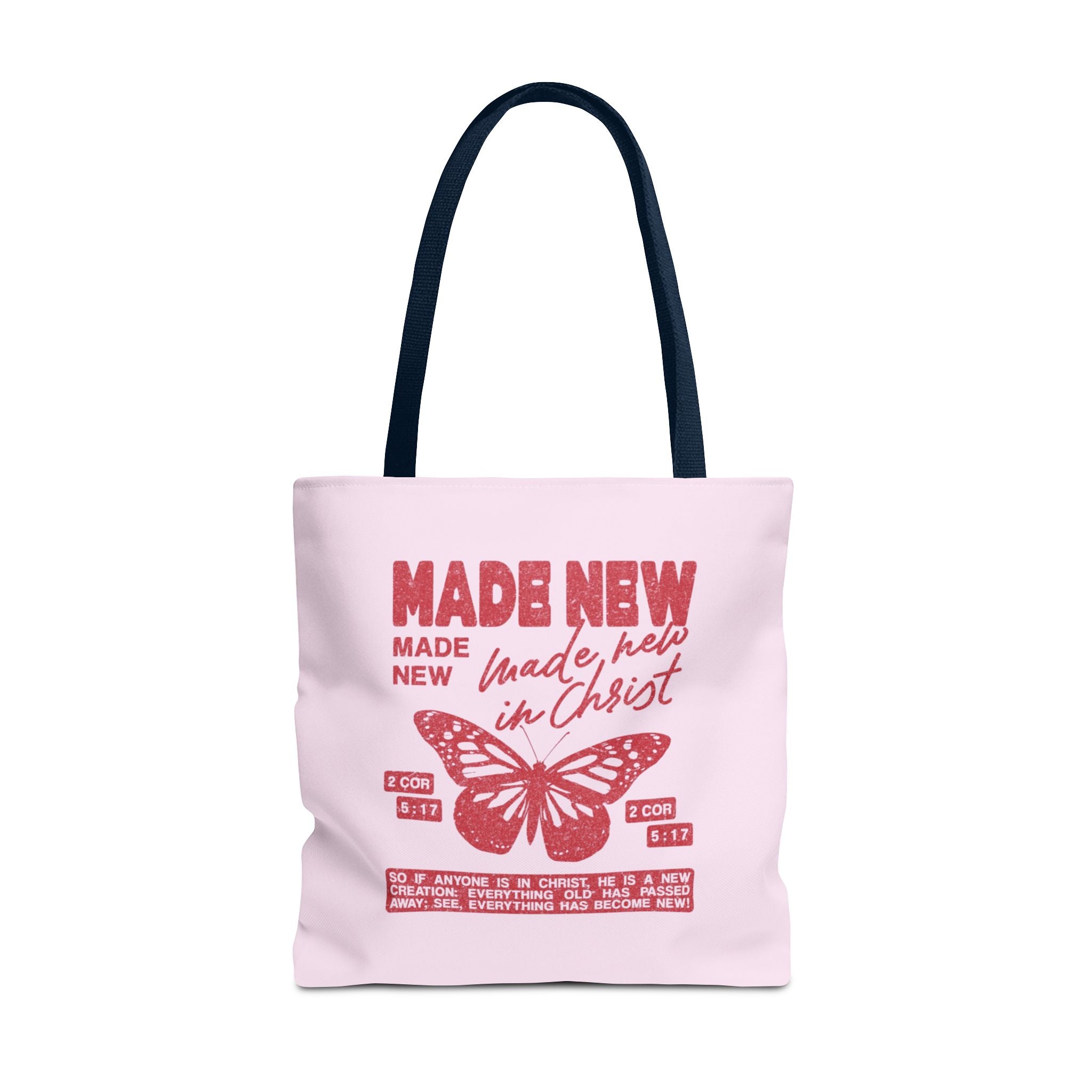 "Made New in Christ" Pink Butterfly Tote