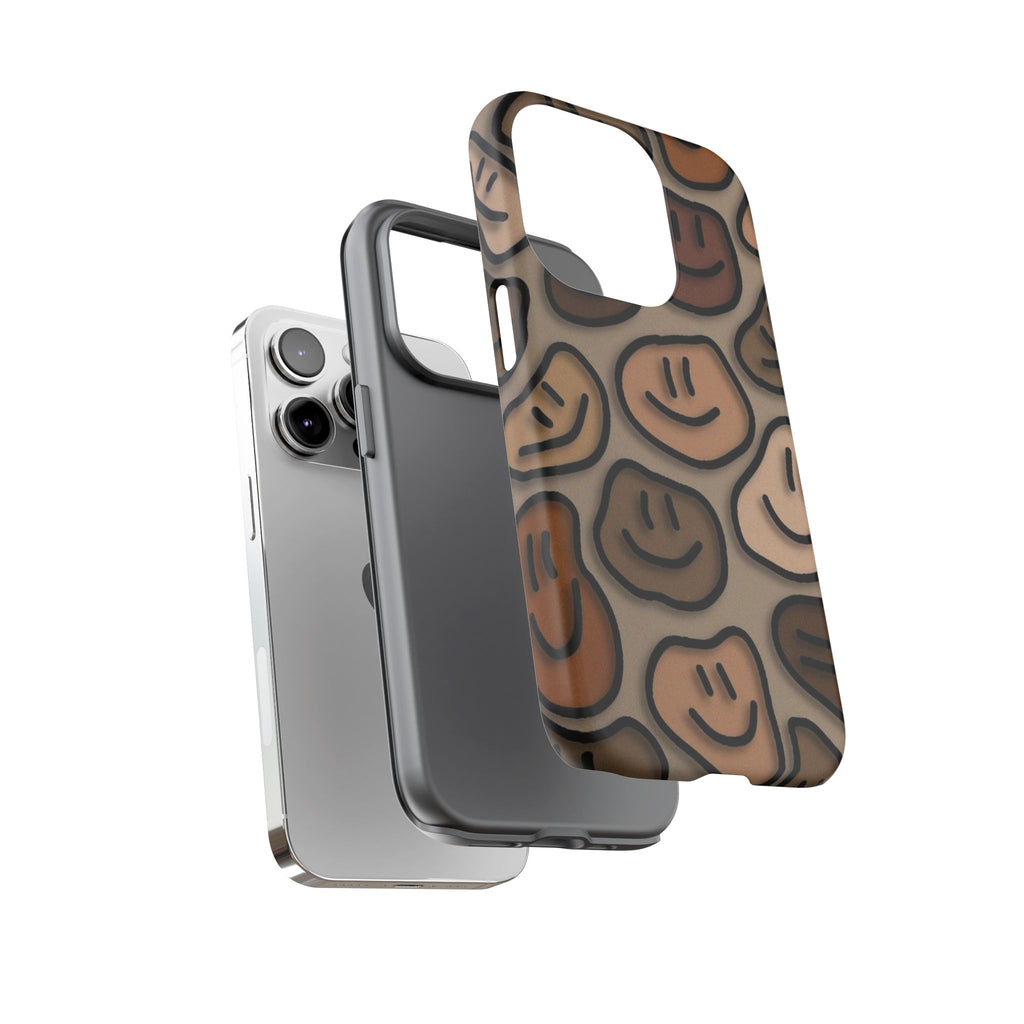 Smiley Faces iPhone Case — Neutral Brown Diverse Smiles Protective Cover