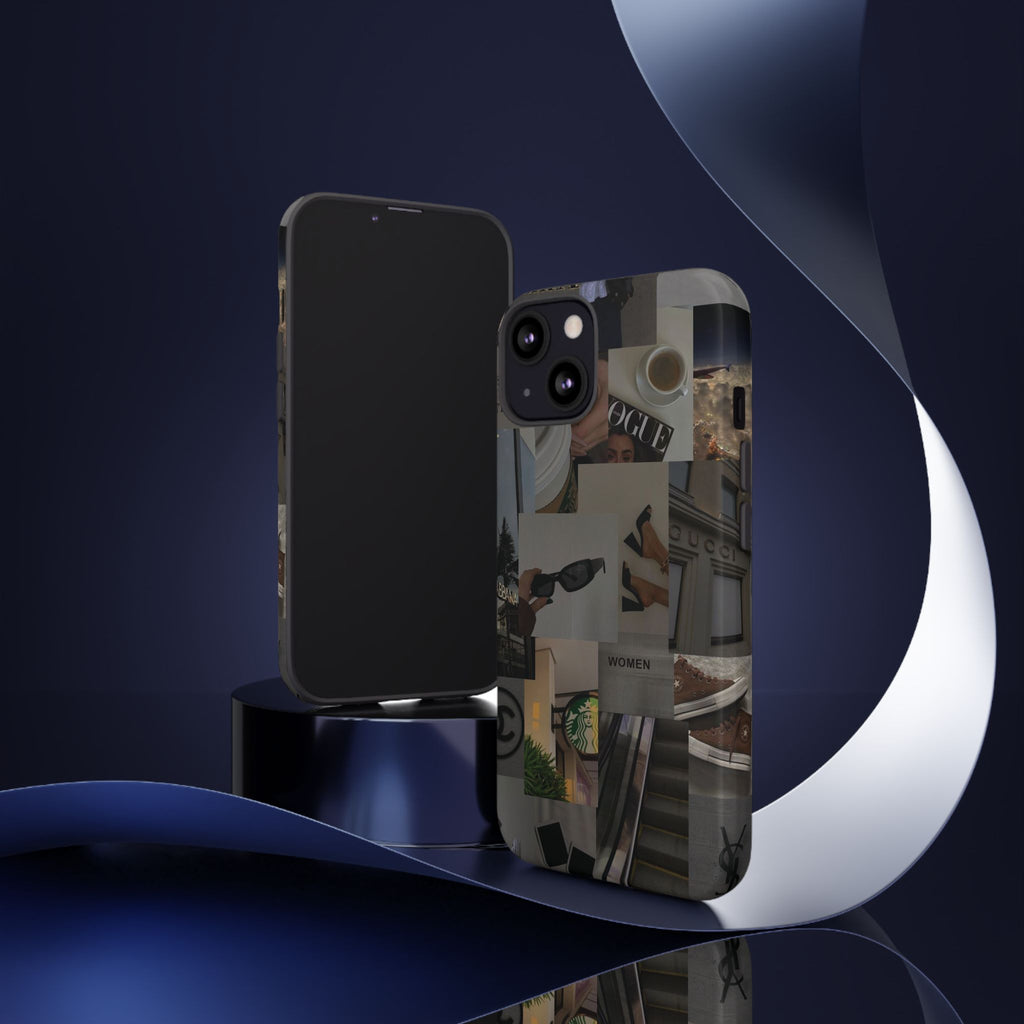 Collage Aesthetic Tough iPhone Case — Chic Cafe & Fashion Mood Board