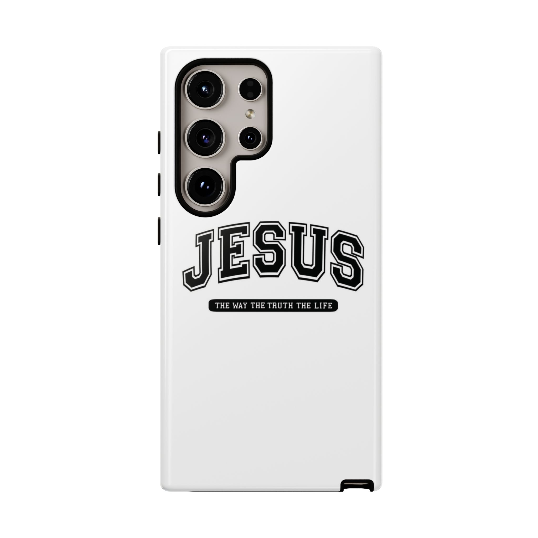 Jesus varsity phone case — 'Jesus: The Way The Truth The Life' tough protective cover