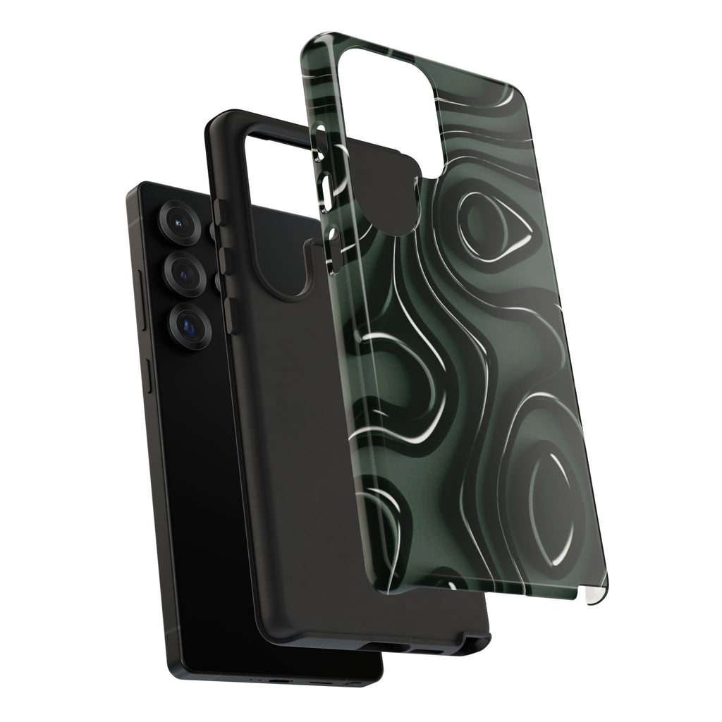 Dark Green Abstract Swirl Tough Phone Case