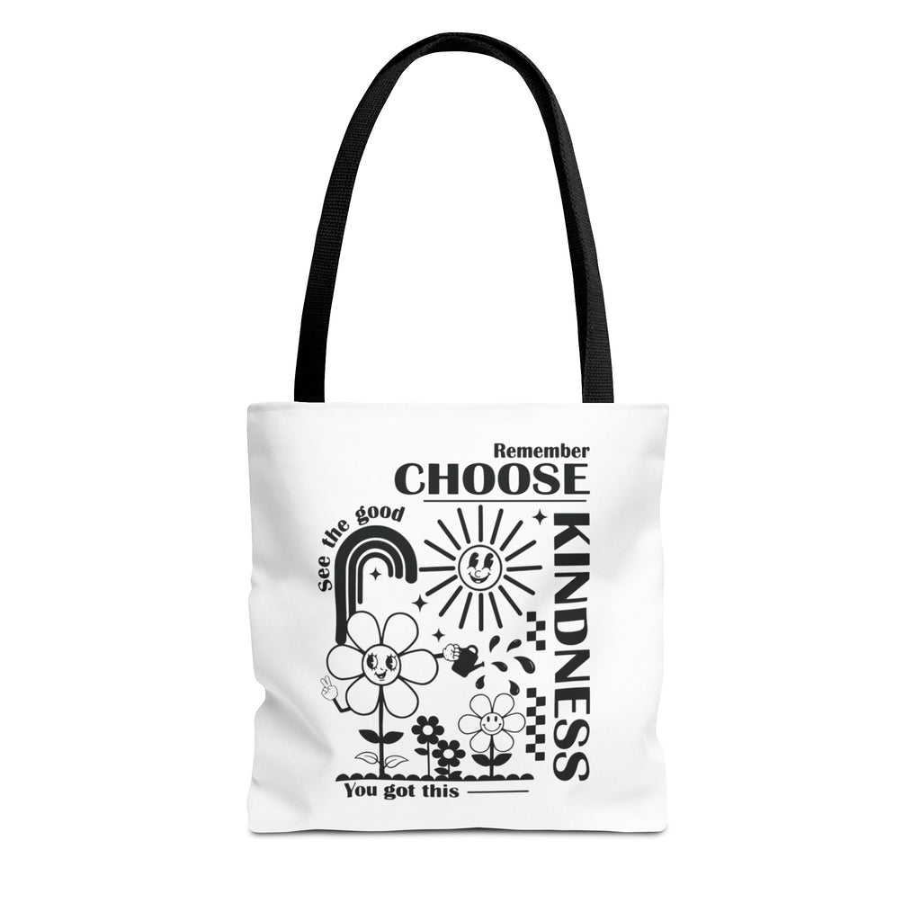 Choose Kindness Tote Bag — Inspirational Floral Rainbow Canvas Market Tote