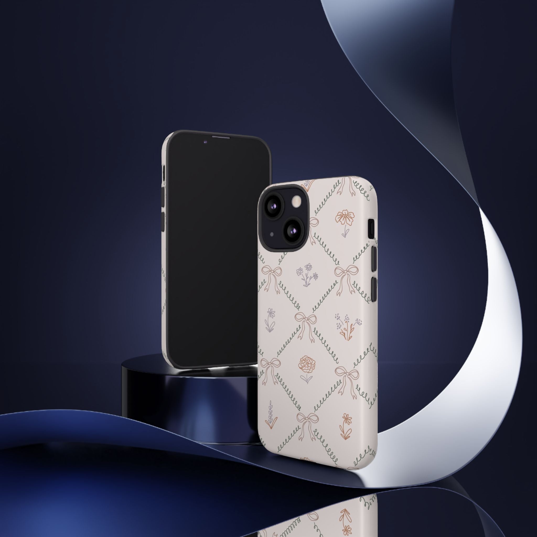 Floral Bow Pattern Tough iPhone Case