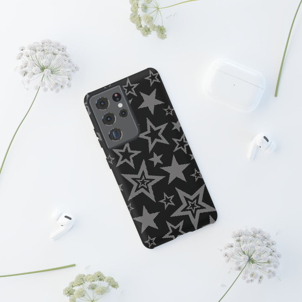 Black Star Pattern Tough Phone Case — Durable Protective Phone Cover