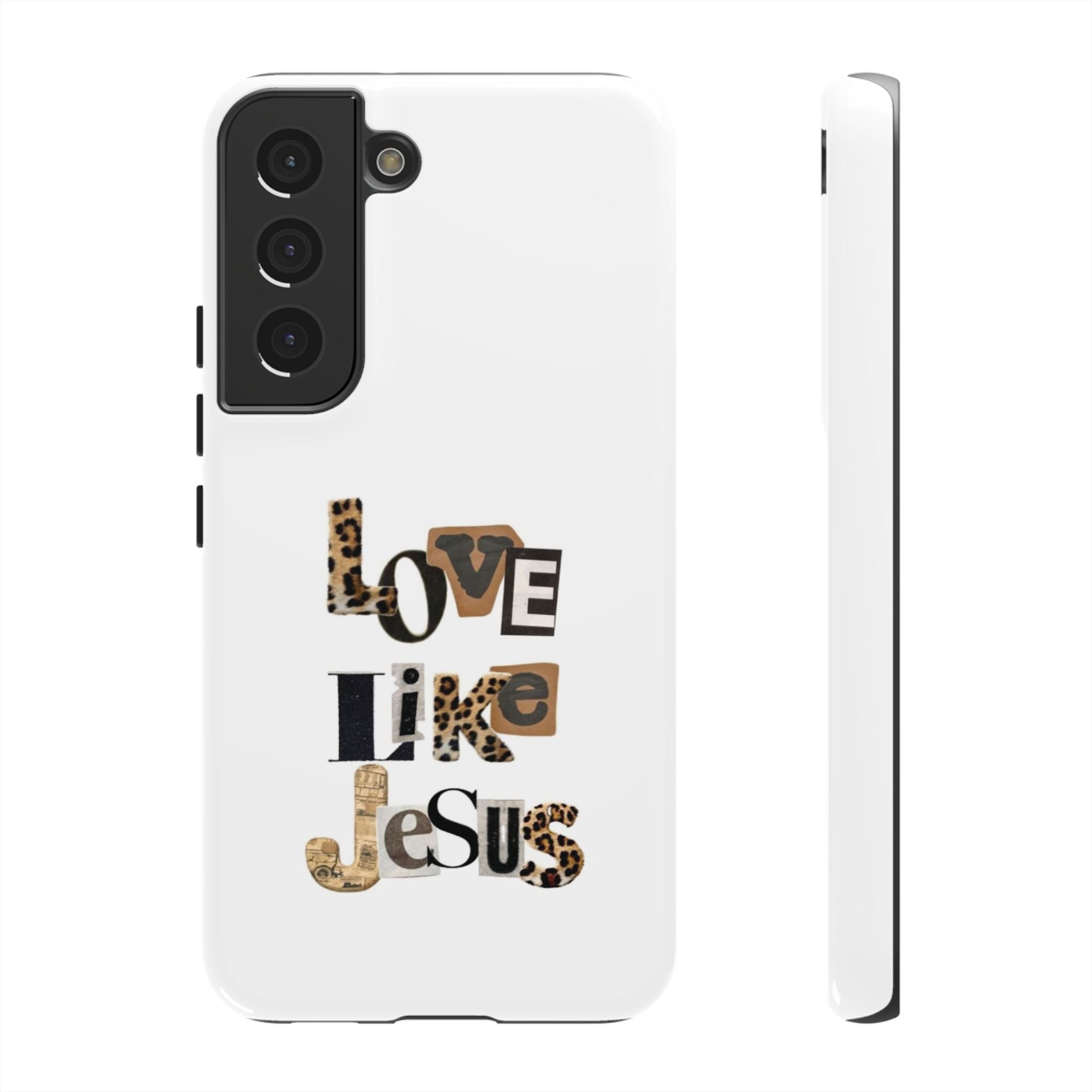 "Love Like Jesus" Leopard Print Christian Tough Phone Case