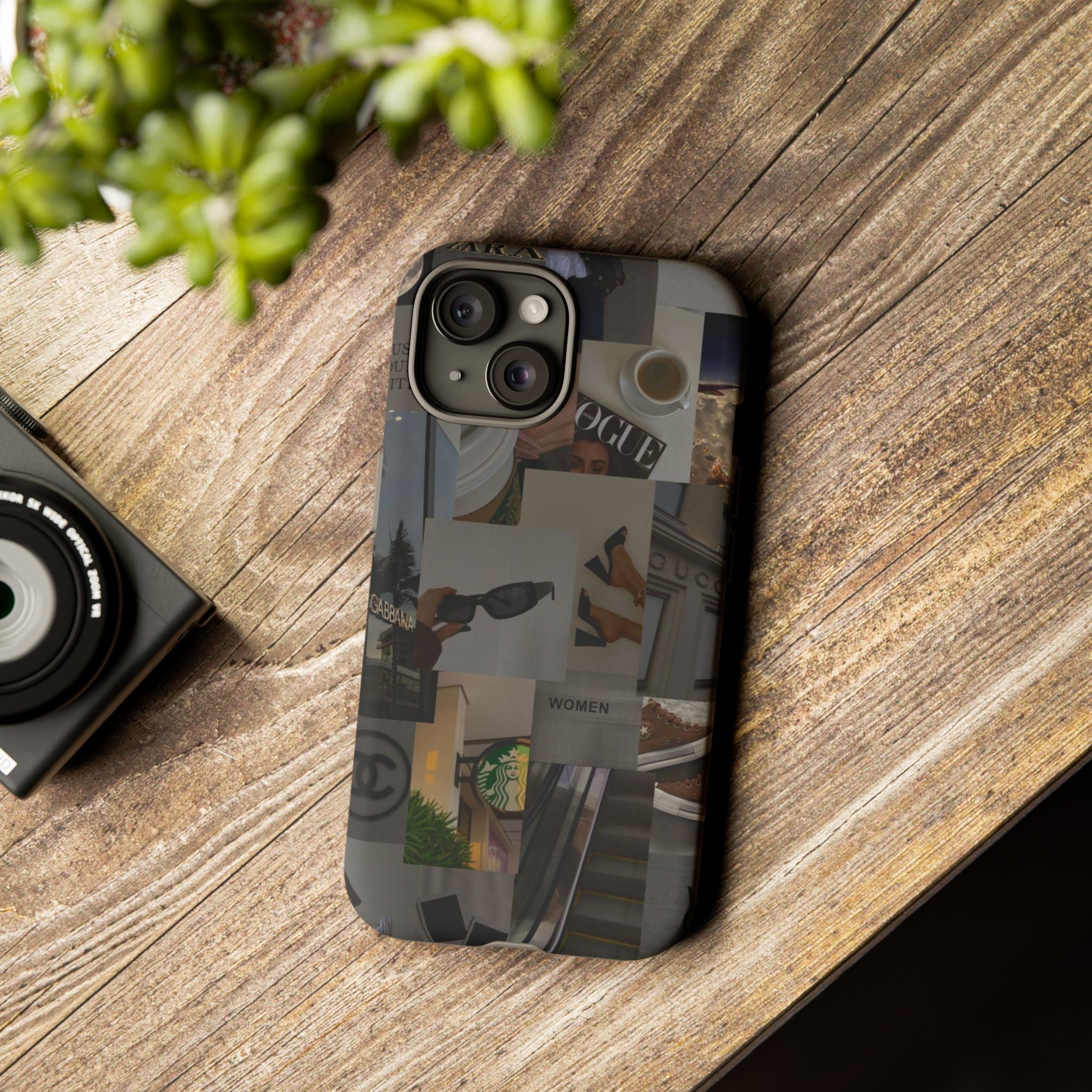 Collage Aesthetic Tough iPhone Case — Chic Cafe & Fashion Mood Board