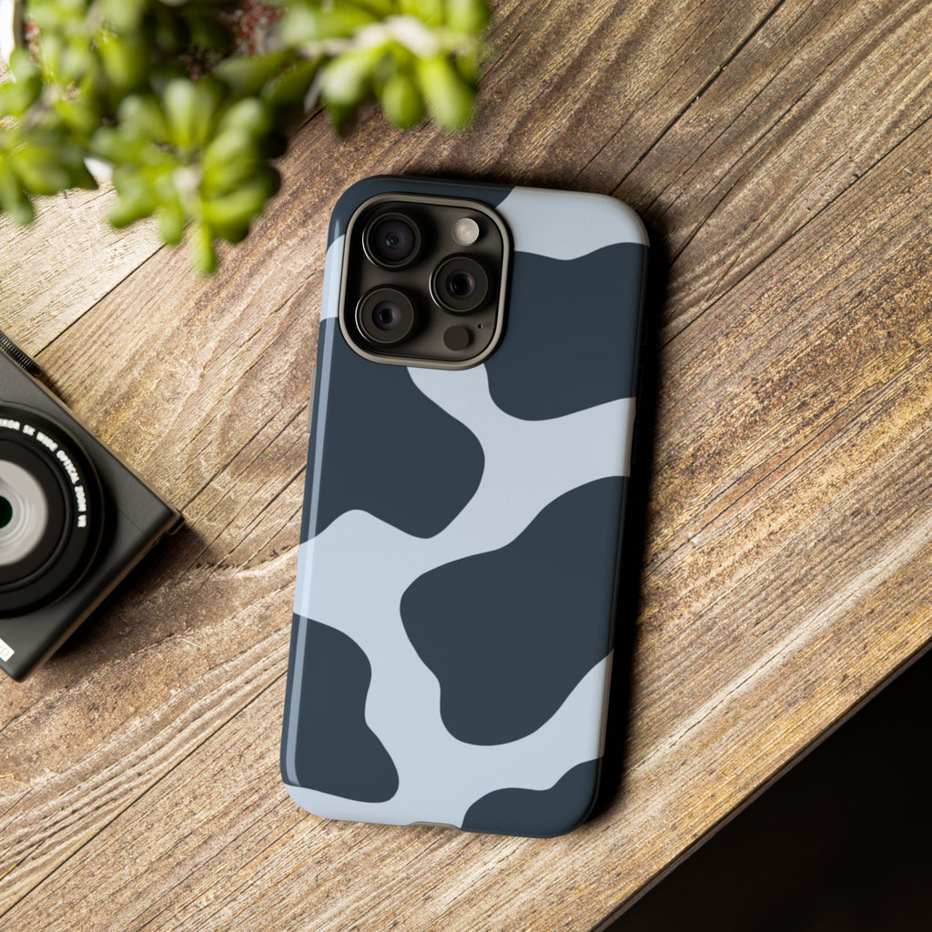 Cow Print Tough iPhone Case — Blue Black Abstract Pattern