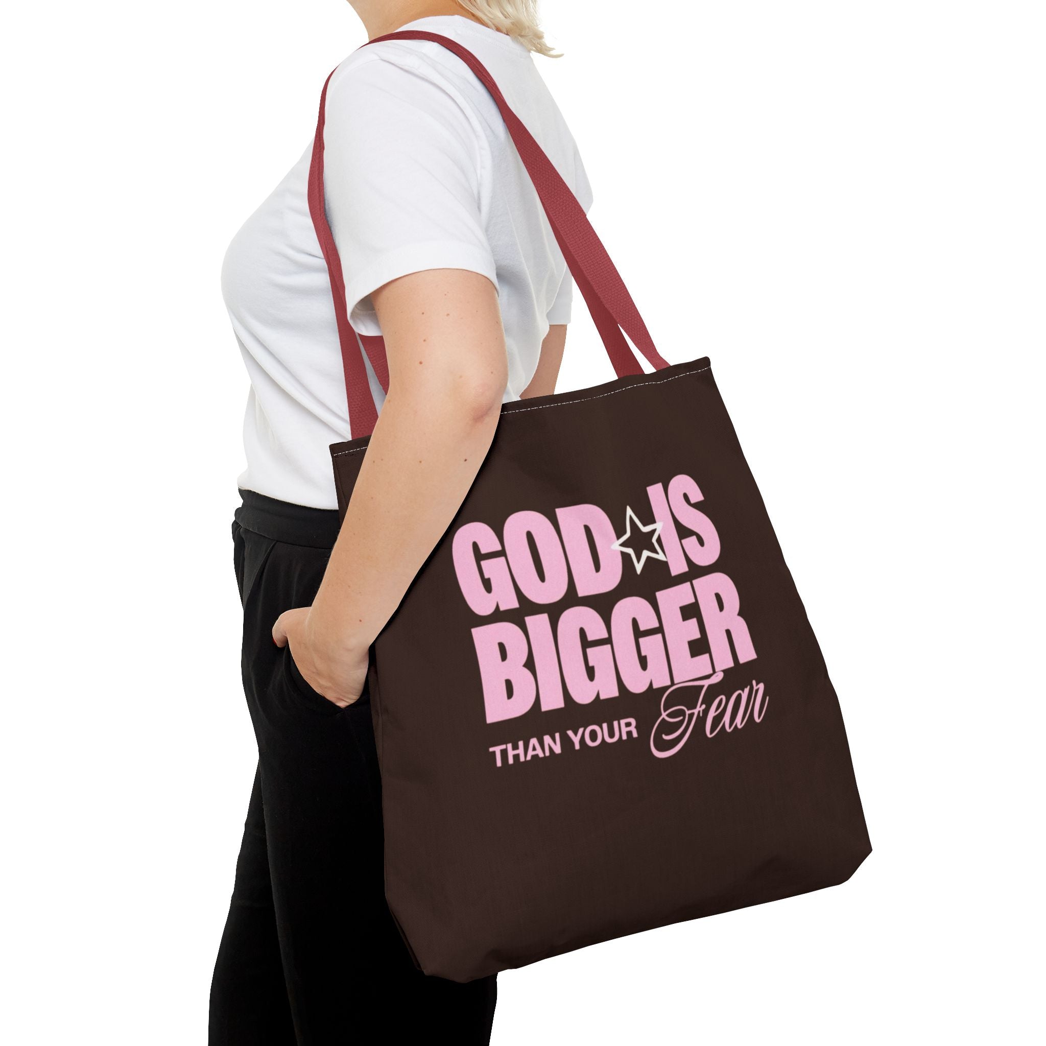 "God Is Bigger Than Your Fear" Scripture Quote Tote Bag